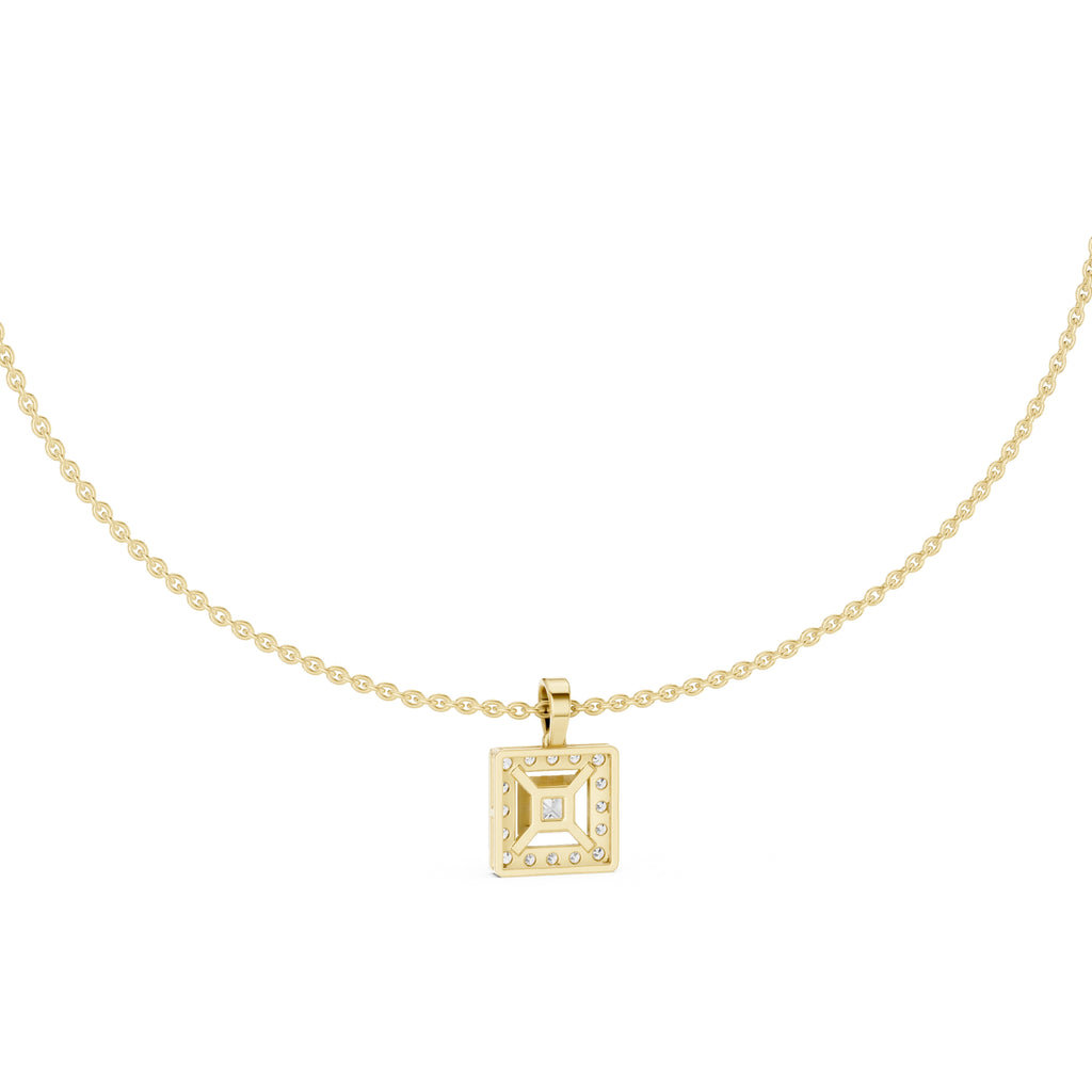 The Horizon Square Halo Pendant (Without Chain) Yellow Gold