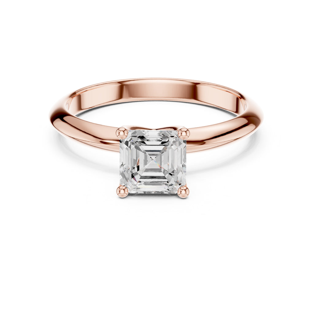 The Signature Four-Prong Solitaire 1ct Rose Gold Asscher
