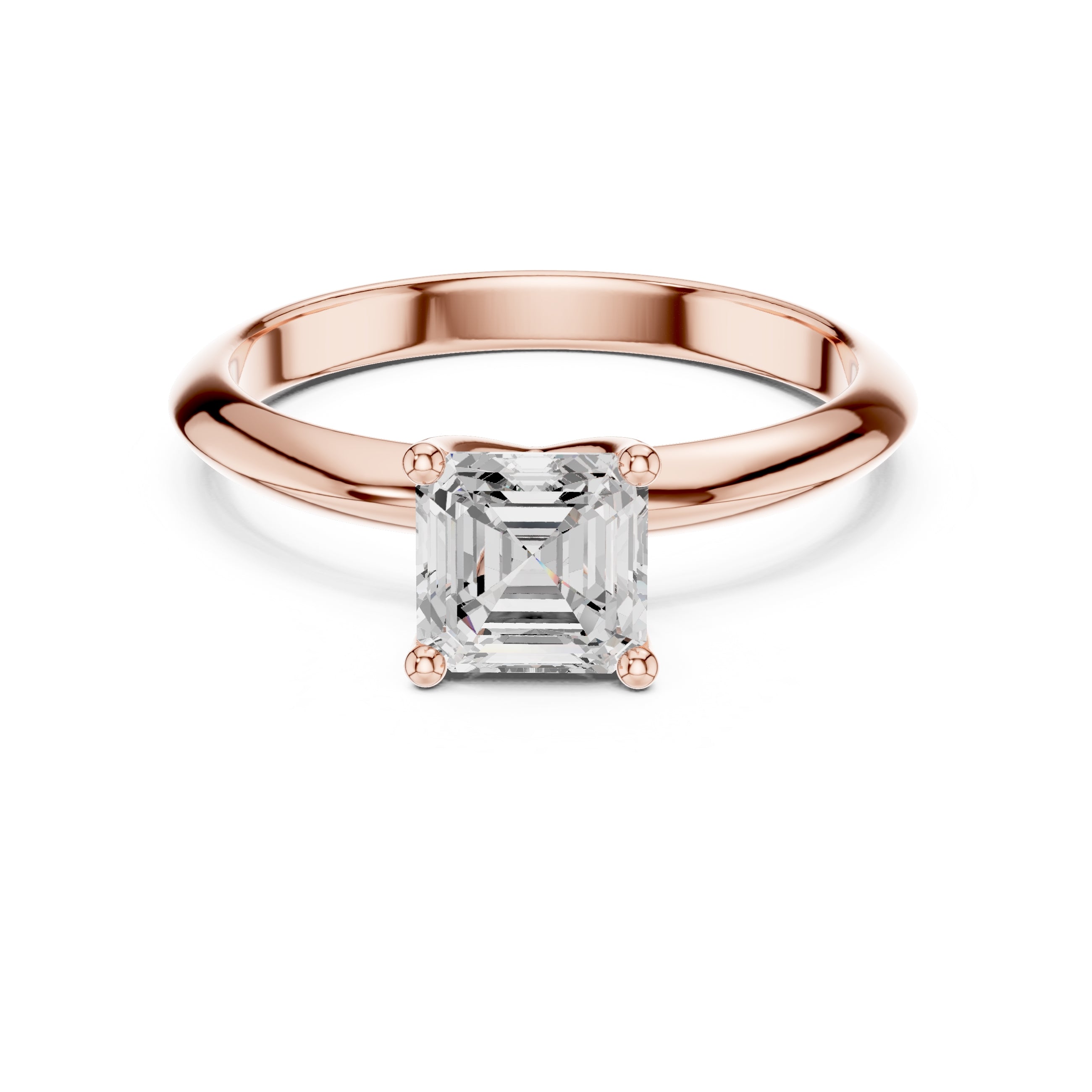 The Signature Four-Prong Solitaire 1ct Rose Gold Asscher
