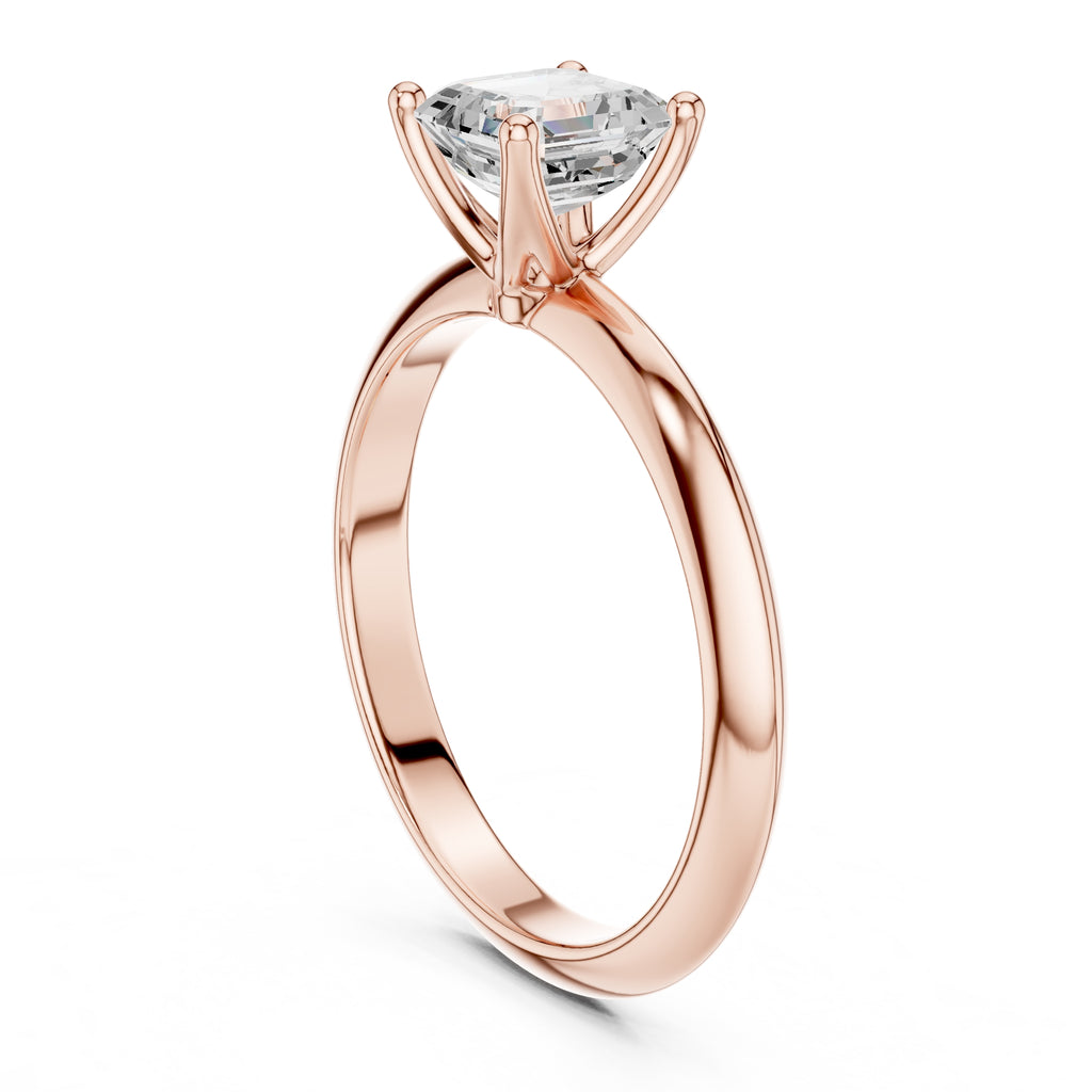 The Signature Four-Prong Solitaire 1ct Rose Gold Asscher