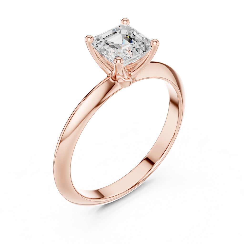 The Signature Four-Prong Solitaire 1ct Rose Gold Asscher
