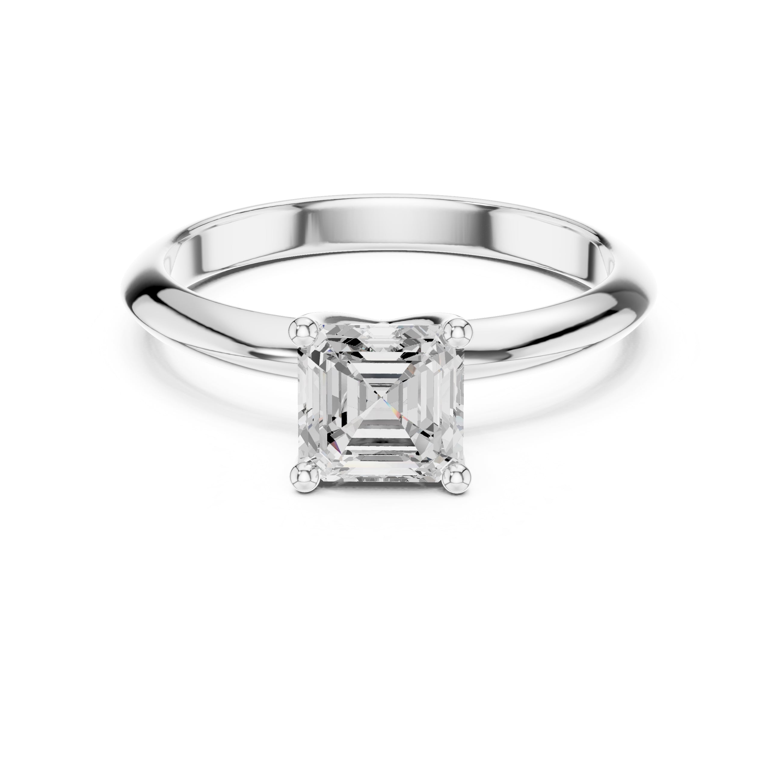 The Signature Four-Prong Solitaire 1ct White Gold Asscher