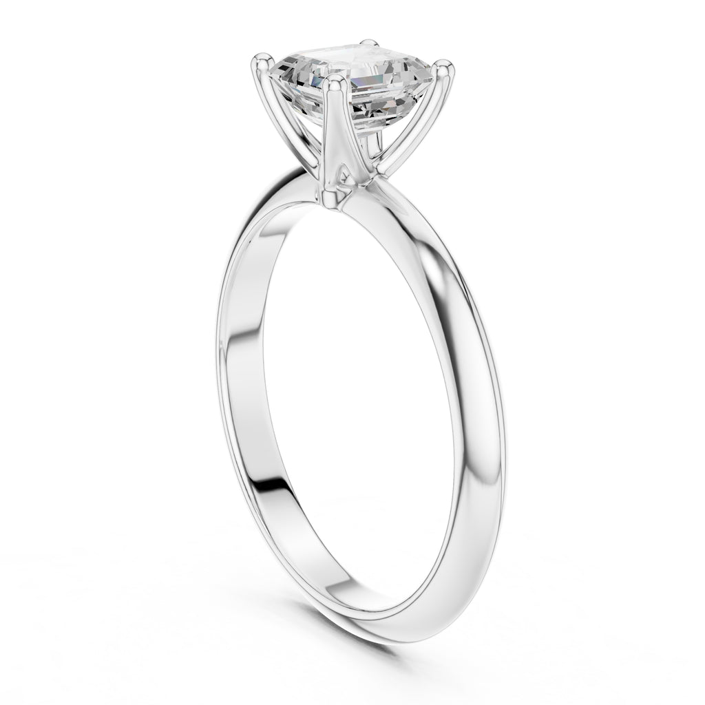 The Signature Four-Prong Solitaire 1ct White Gold Asscher