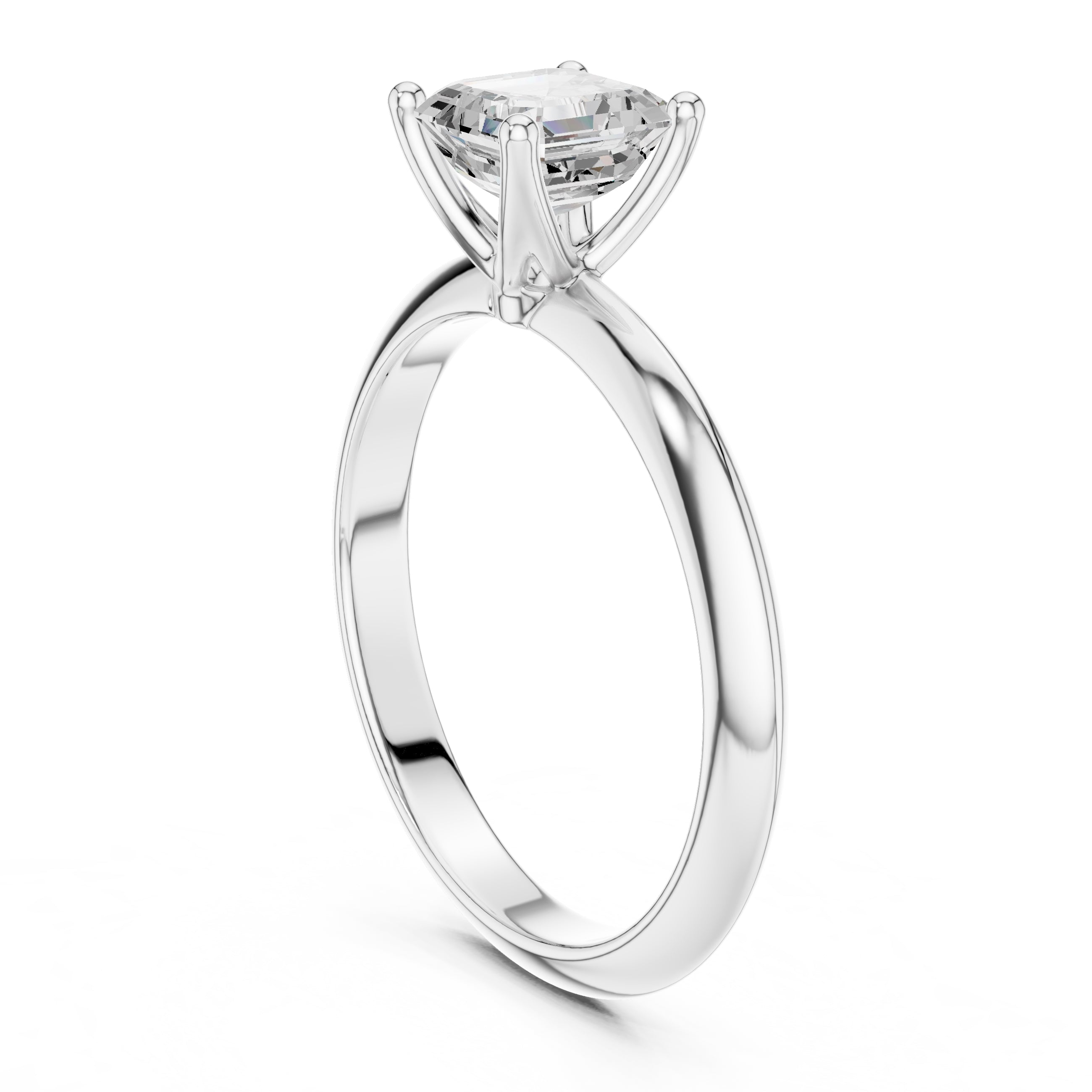 The Signature Four-Prong Solitaire 1ct White Gold Asscher