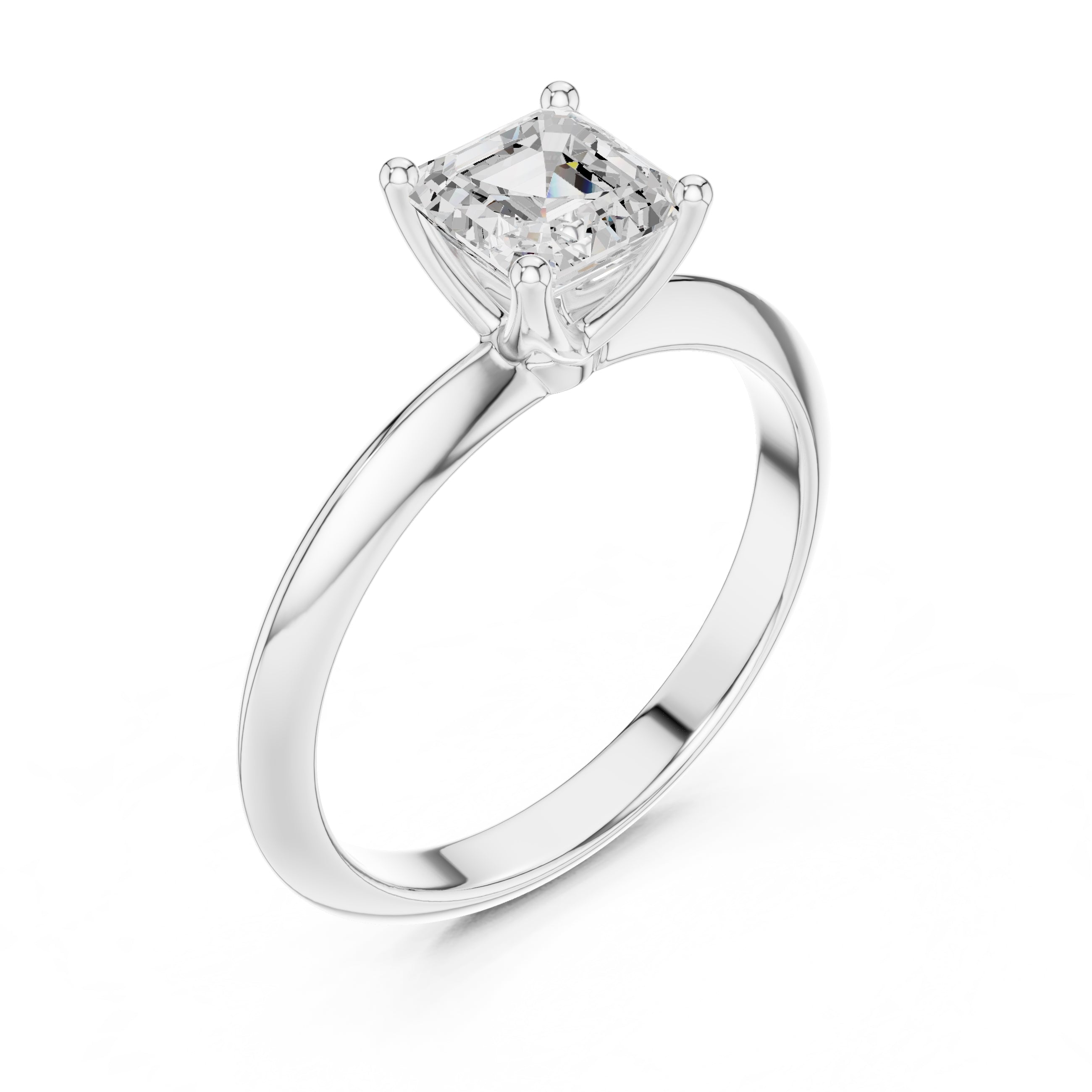 The Signature Four-Prong Solitaire 1ct White Gold Asscher