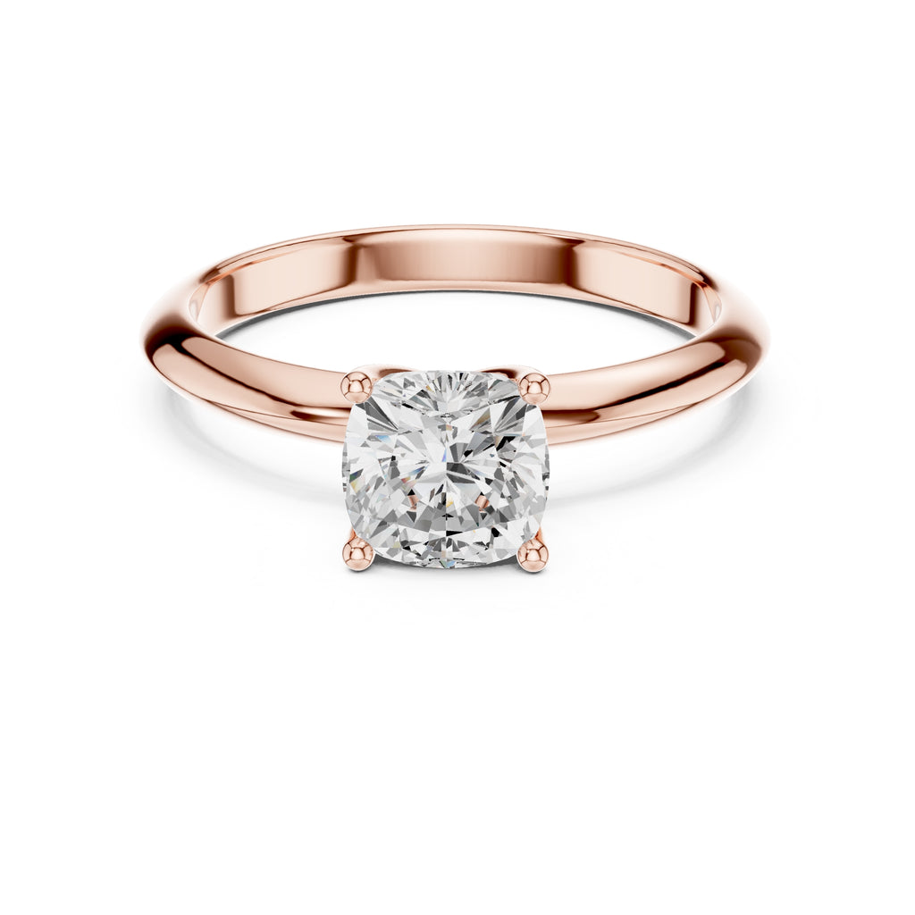 The Signature Four-Prong Solitaire 1ct Rose Gold Cushion