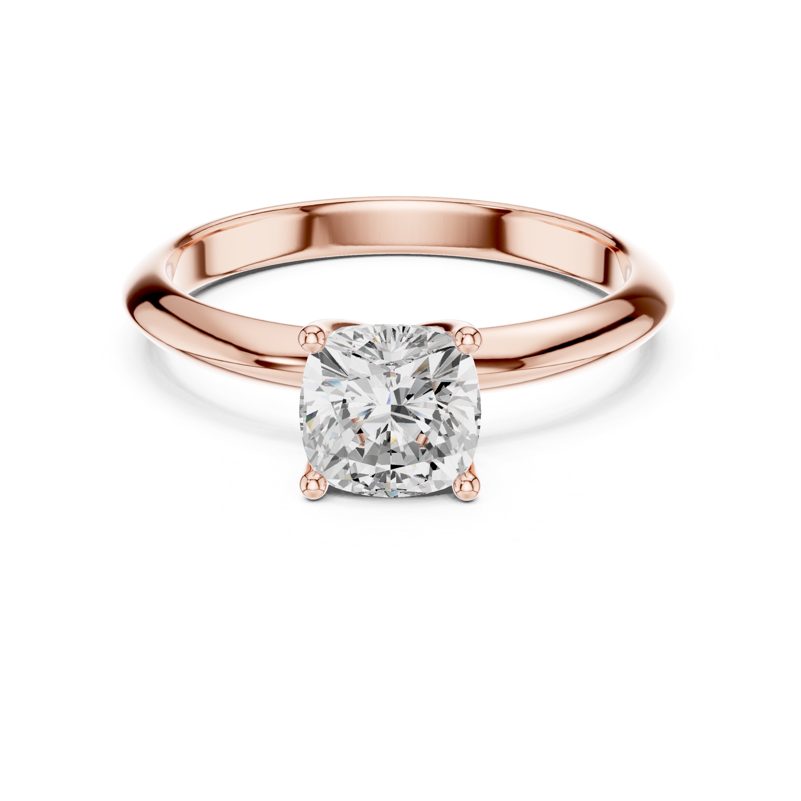 The Signature Four-Prong Solitaire 1ct Rose Gold Cushion