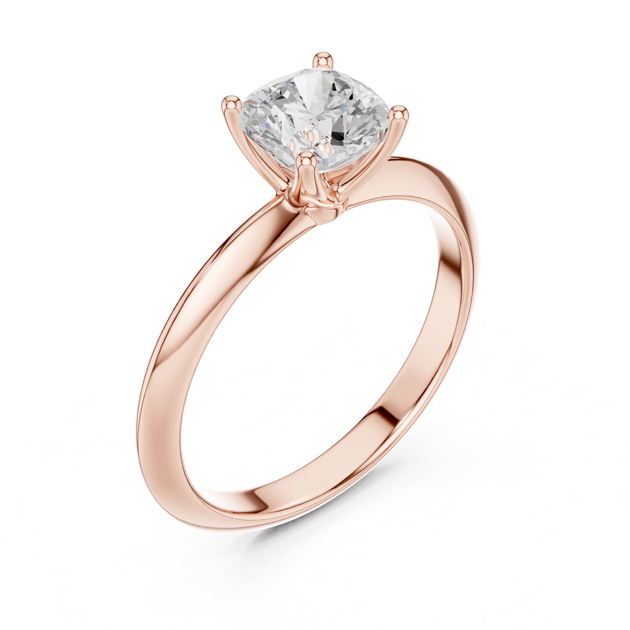 The Signature Four-Prong Solitaire 1ct Rose Gold Cushion