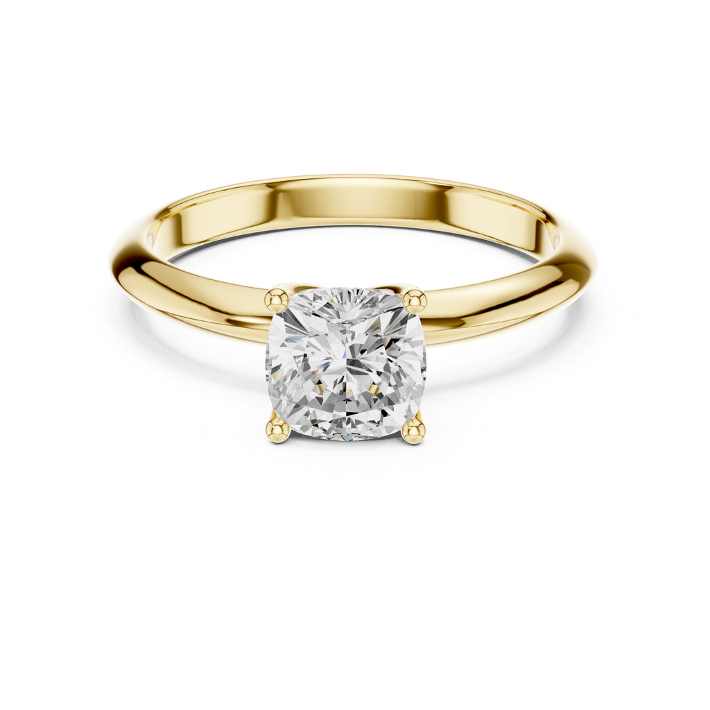 The Signature Four-Prong Solitaire 1ct Yellow Gold Cushion