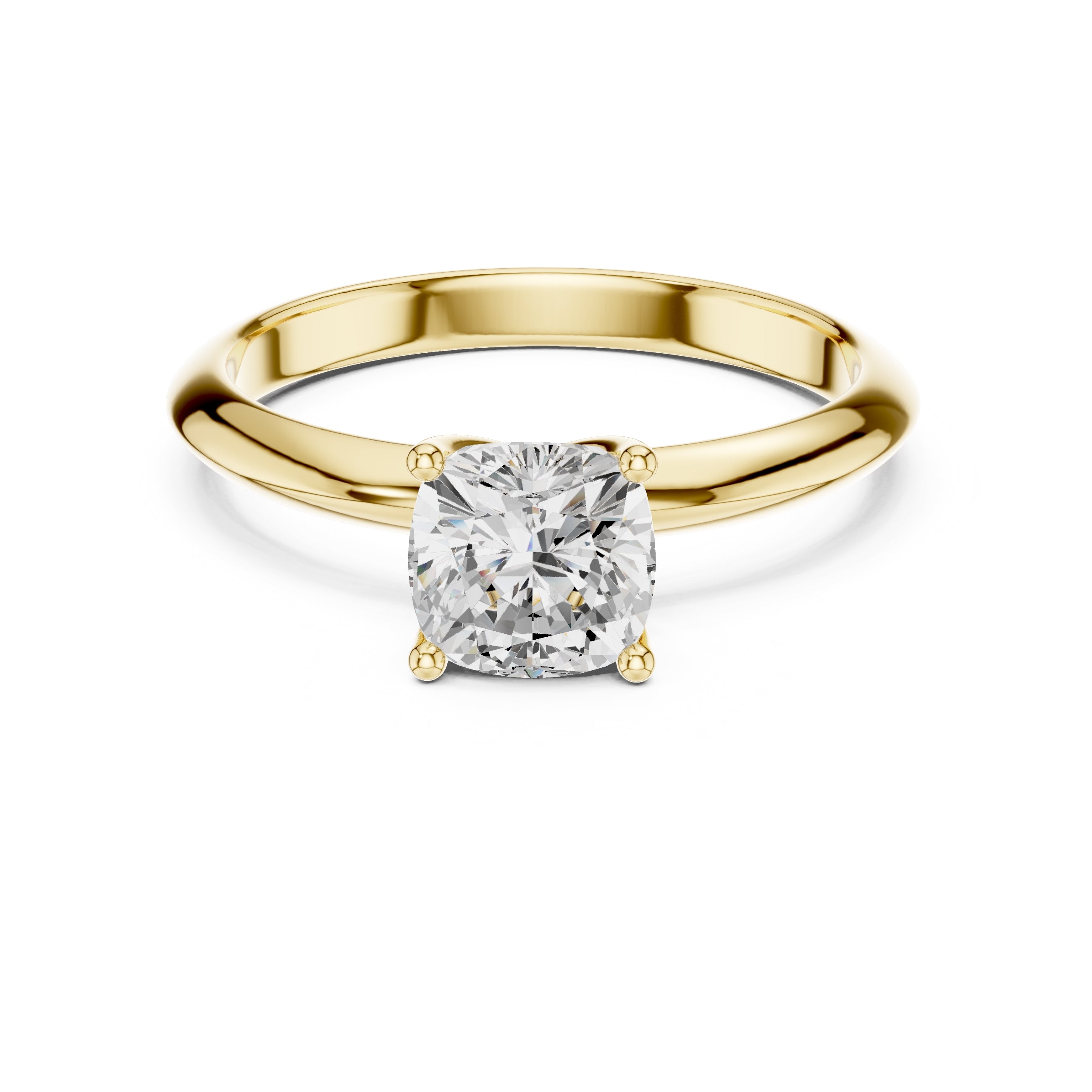 The Signature Four-Prong Solitaire 1ct Yellow Gold Cushion