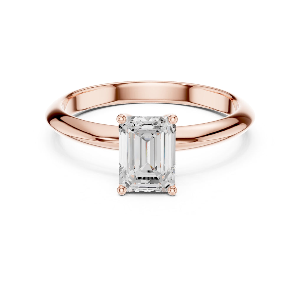 The Signature Four-Prong Solitaire 1ct Rose Gold Emerald