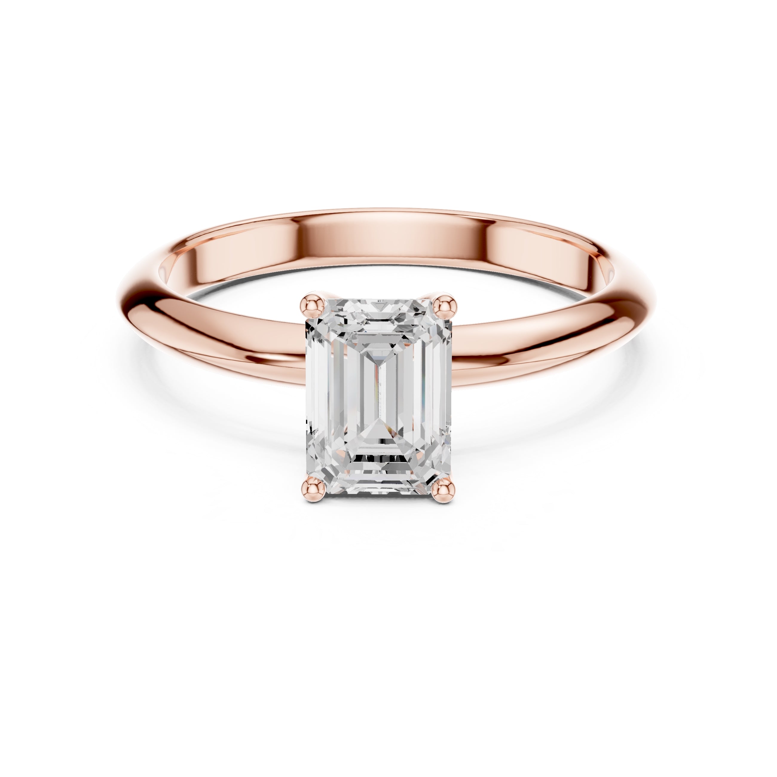 The Signature Four-Prong Solitaire 1ct Rose Gold Emerald