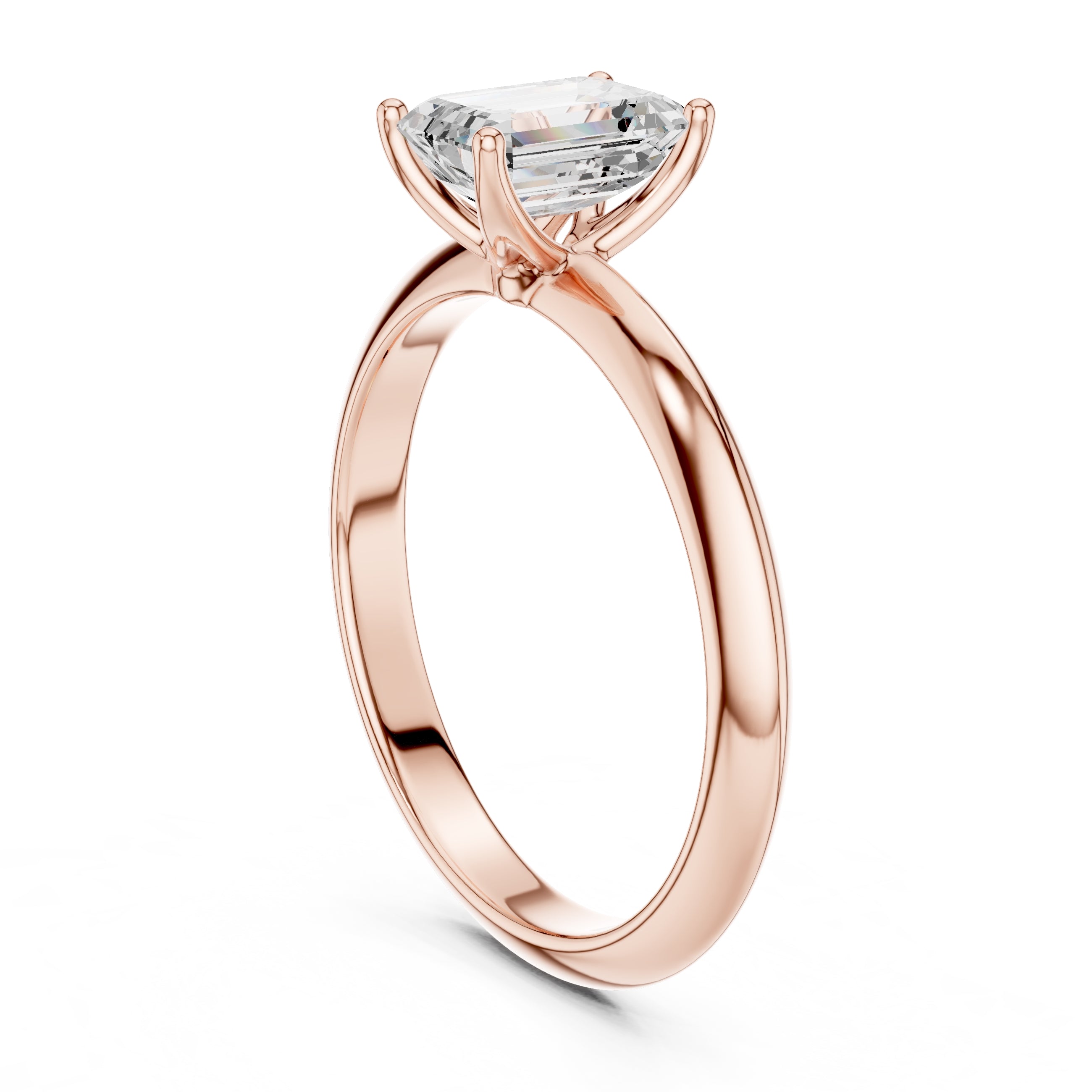 The Signature Four-Prong Solitaire 1ct Rose Gold Emerald
