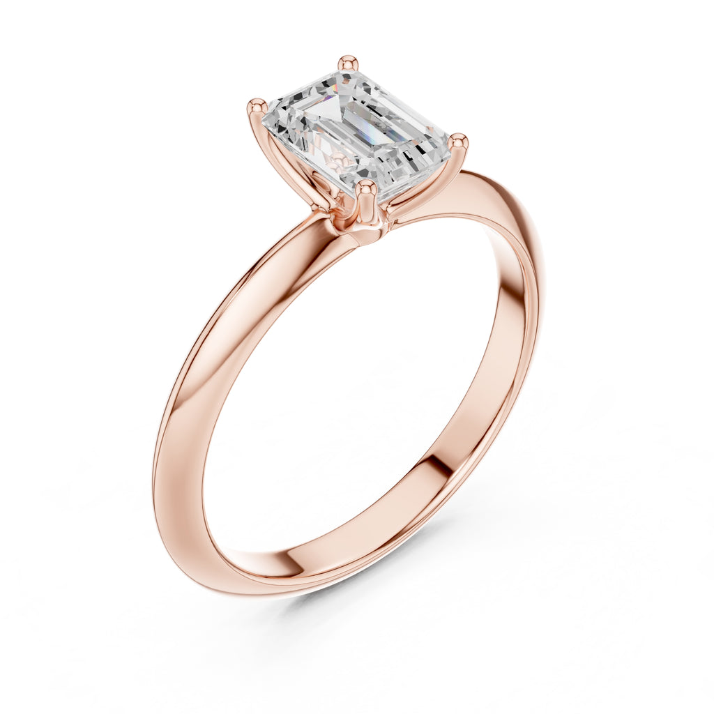 The Signature Four-Prong Solitaire 1ct Rose Gold Emerald