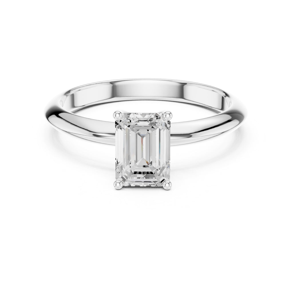 The Signature Four-Prong Solitaire 1ct White Gold Emerald