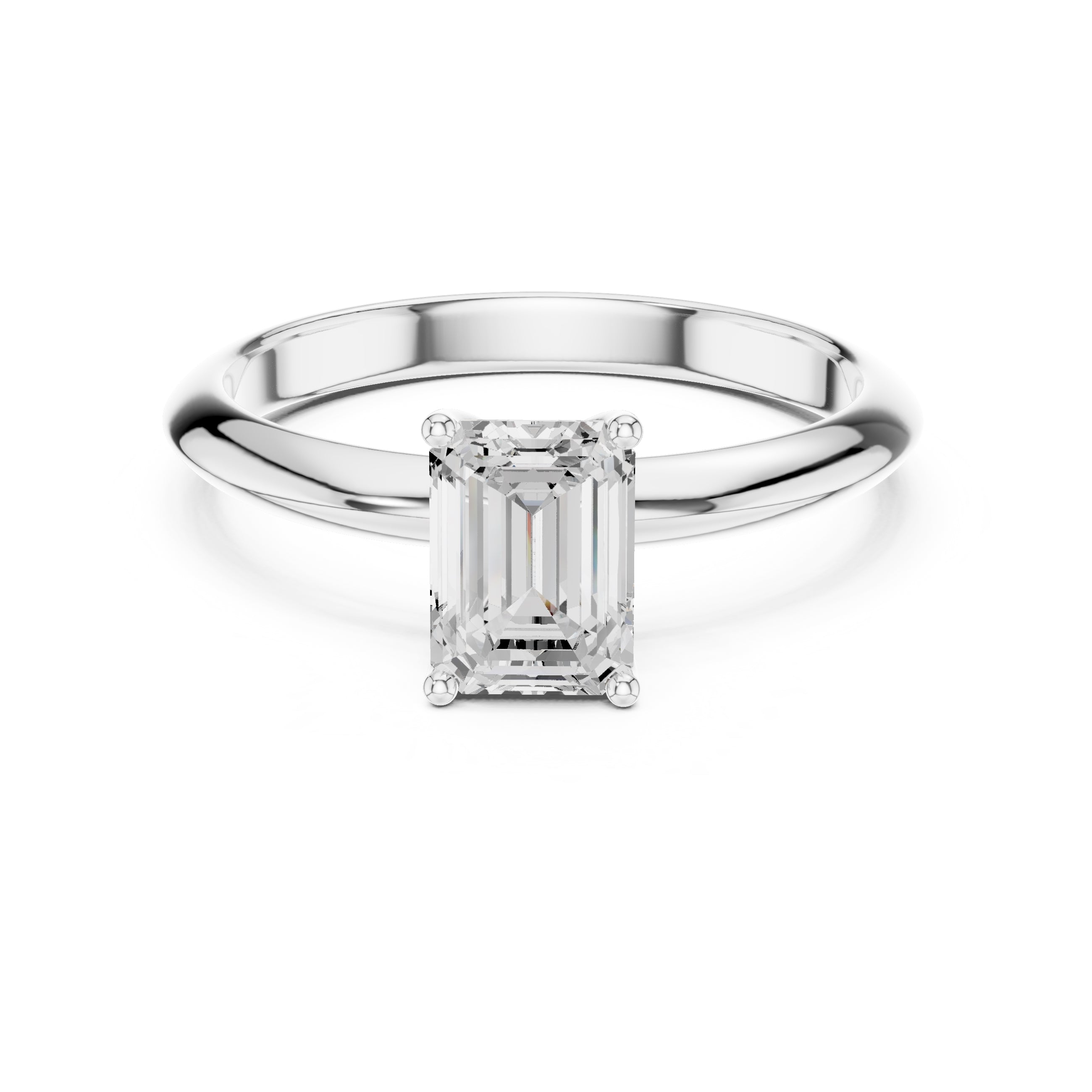 The Signature Four-Prong Solitaire 1ct White Gold Emerald