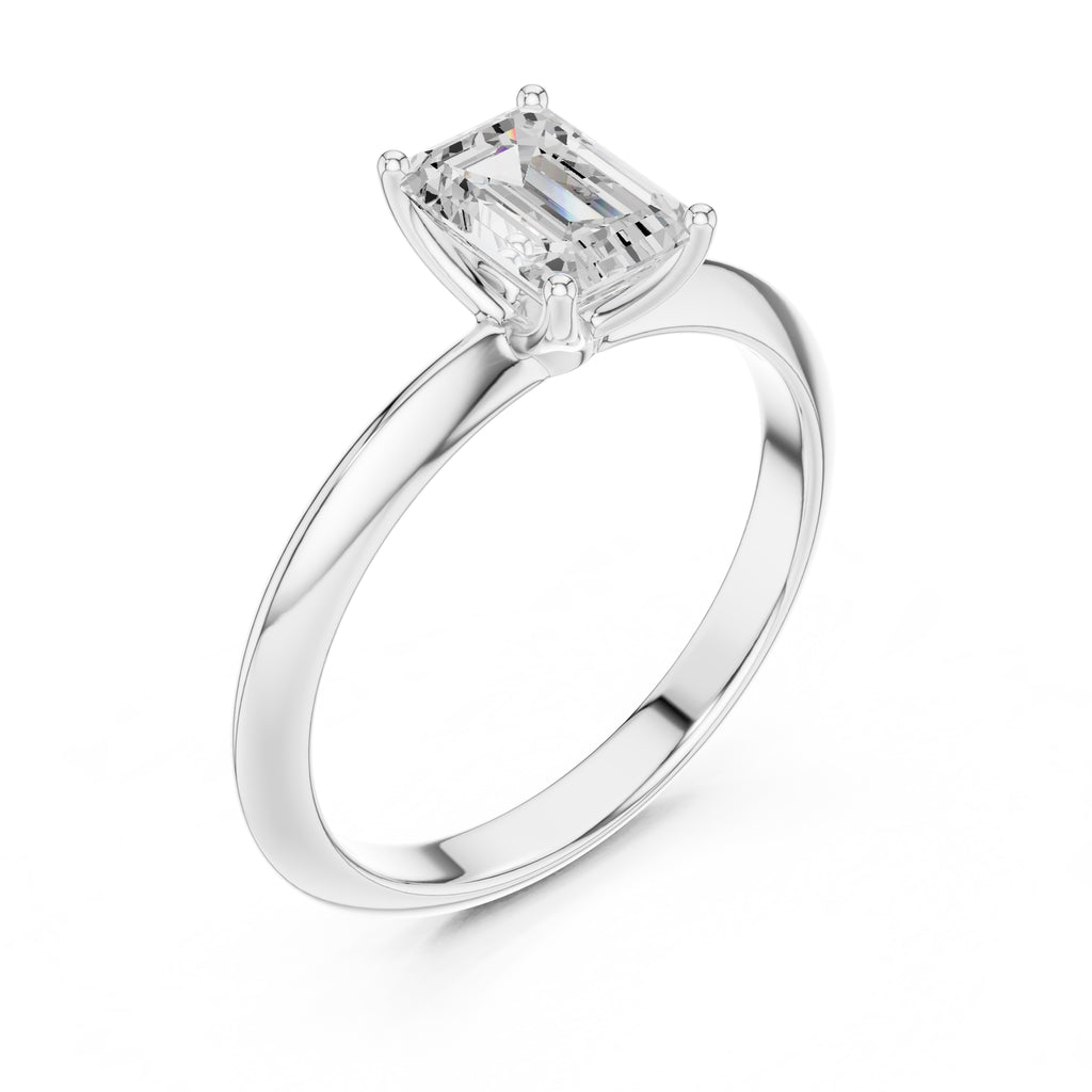 The Signature Four-Prong Solitaire 1ct White Gold Emerald