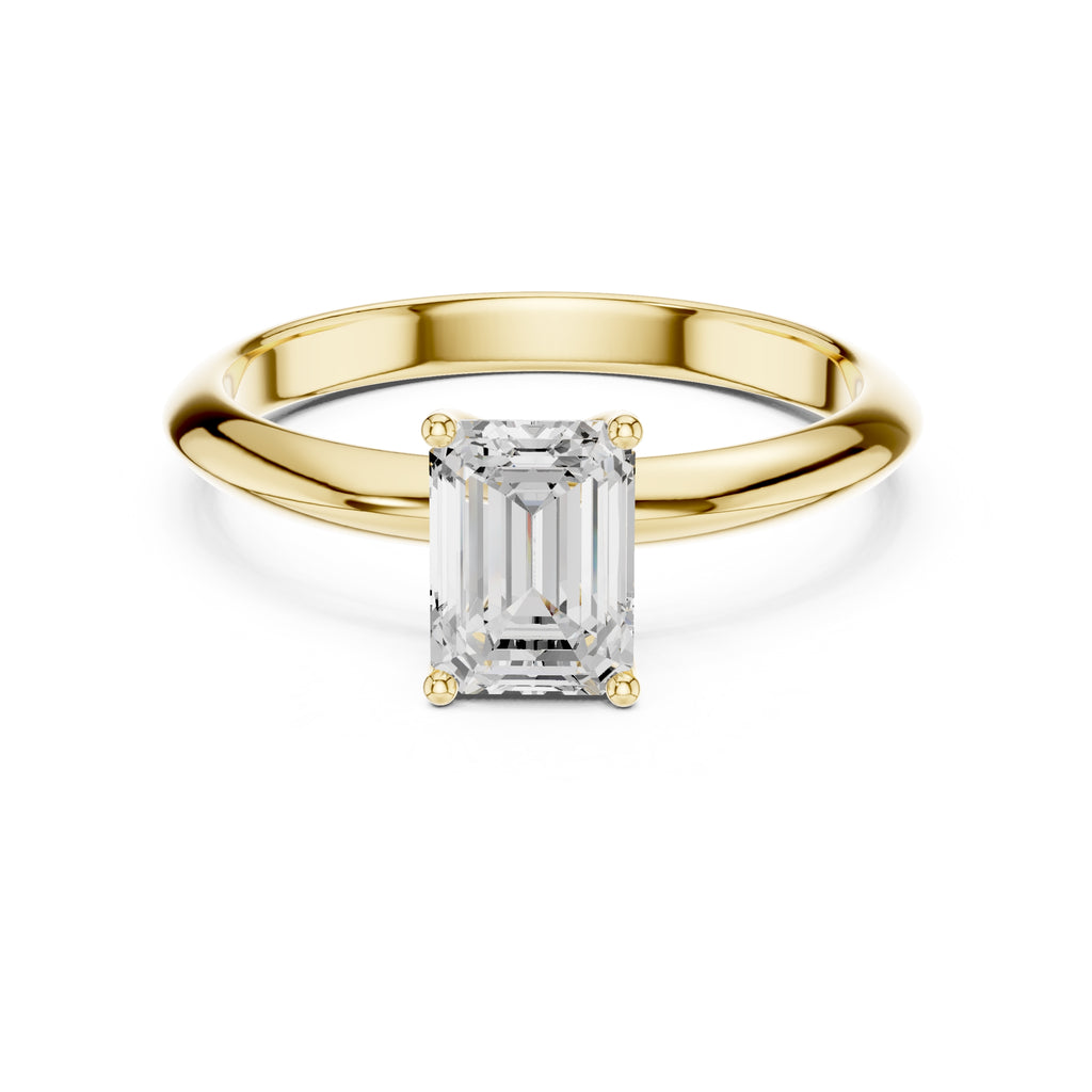 The Signature Four-Prong Solitaire 1ct Yellow Gold Emerald