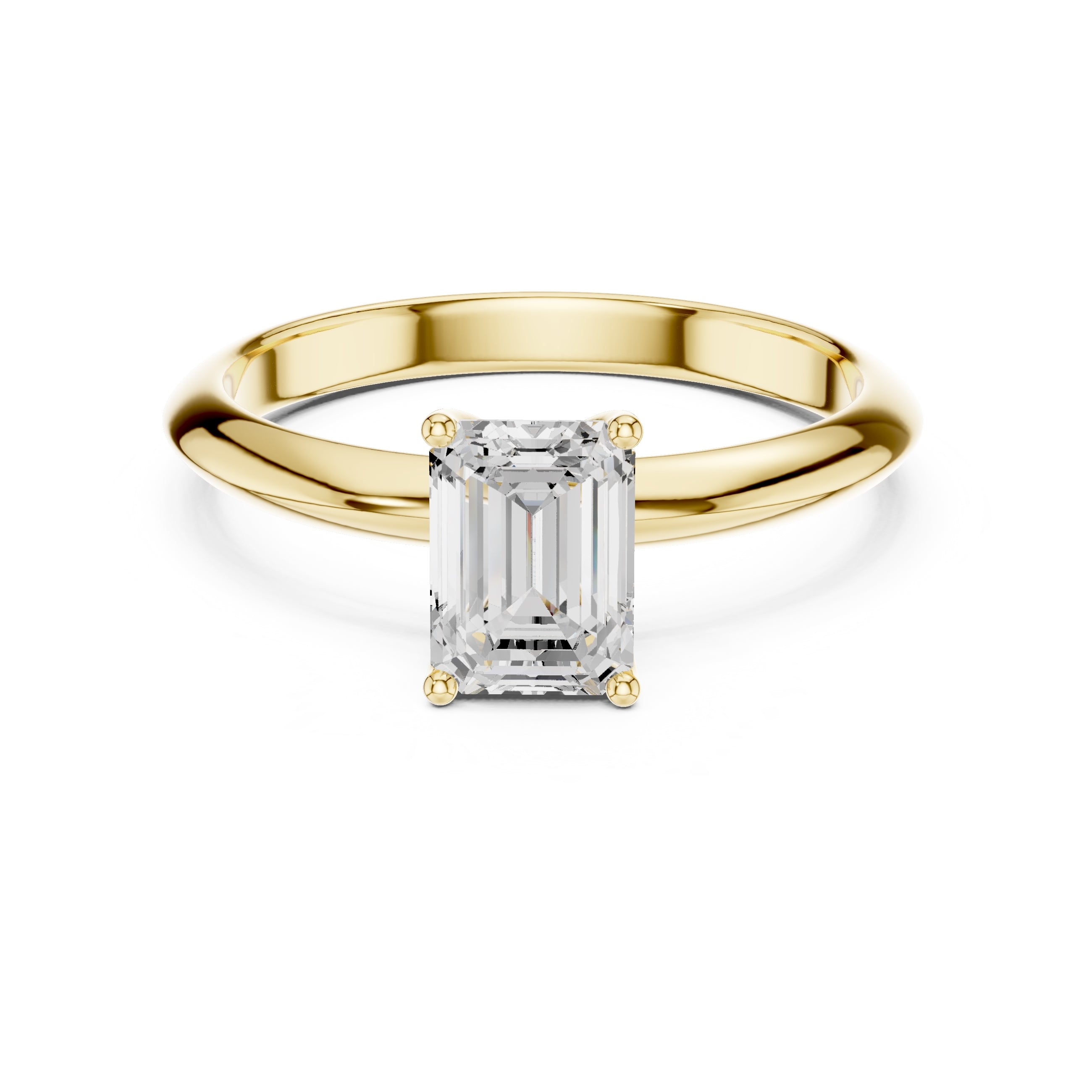 The Signature Four-Prong Solitaire 1ct Yellow Gold Emerald