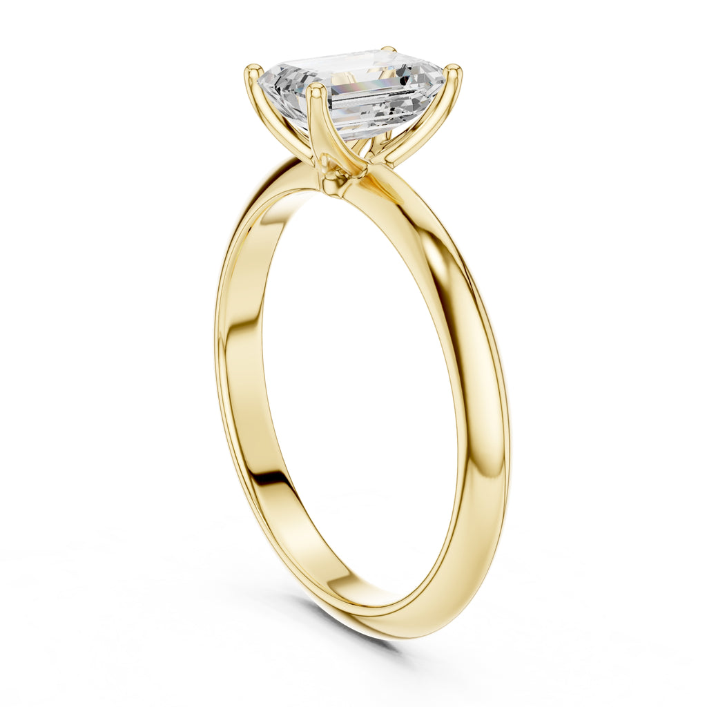 The Signature Four-Prong Solitaire 1ct Yellow Gold Emerald