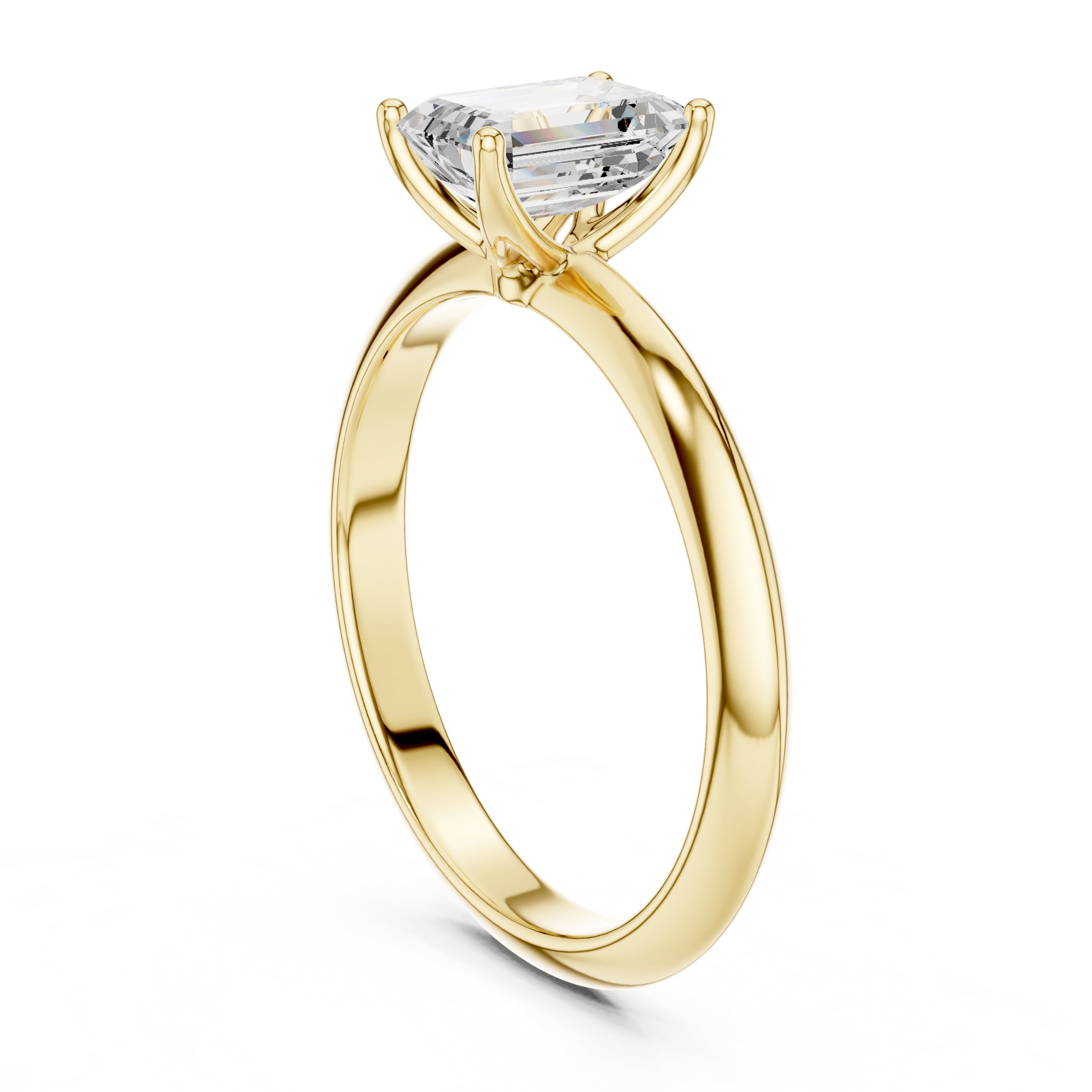 The Signature Four-Prong Solitaire 1ct Yellow Gold Emerald