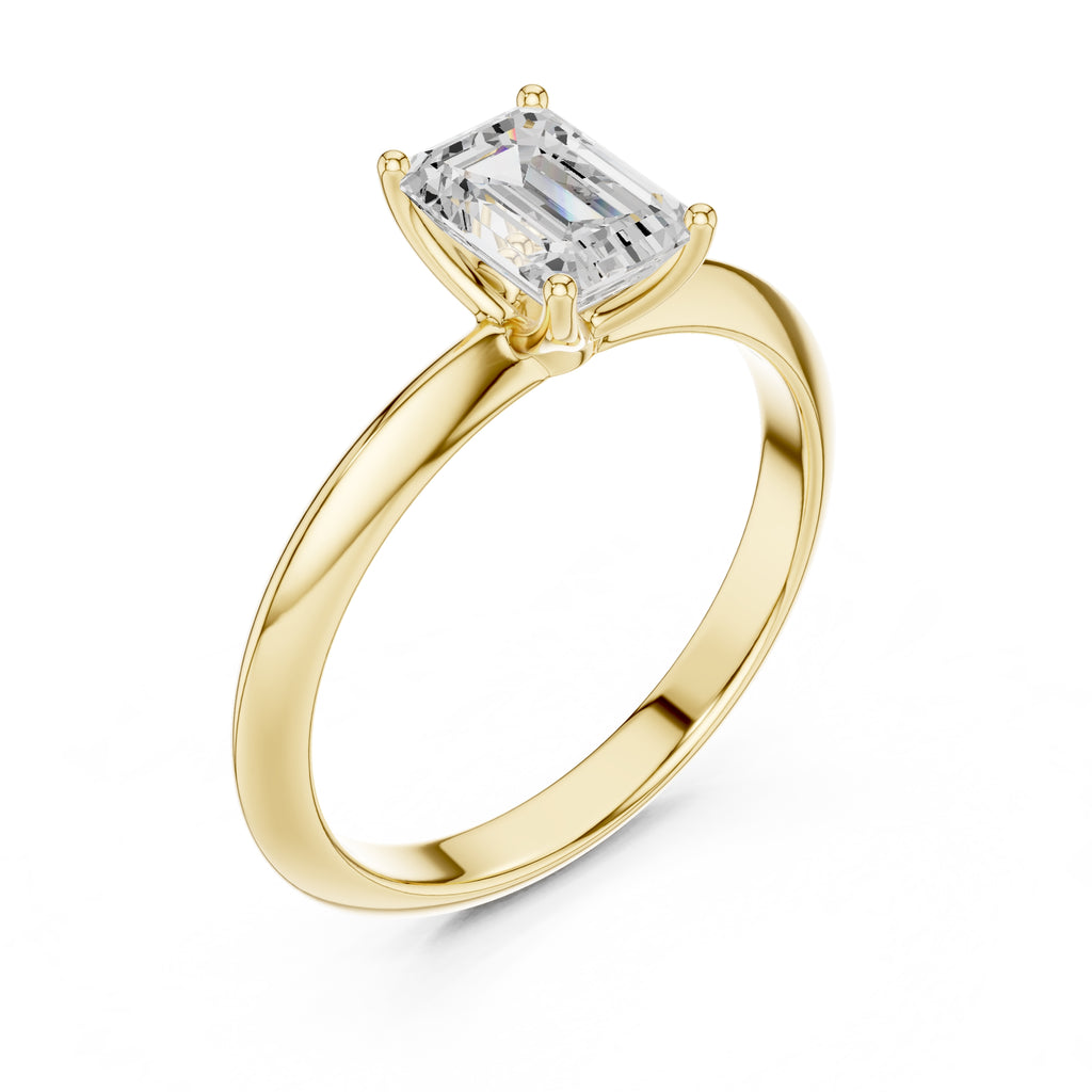 The Signature Four-Prong Solitaire 1ct Yellow Gold Emerald