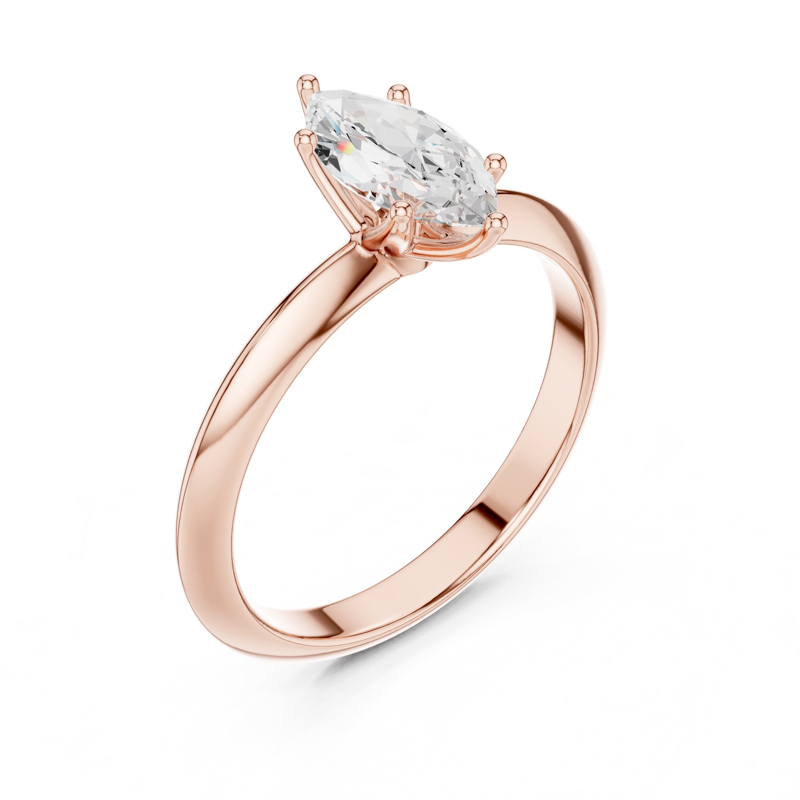 The Signature Four-Prong Solitaire 1ct Rose Gold Marquise
