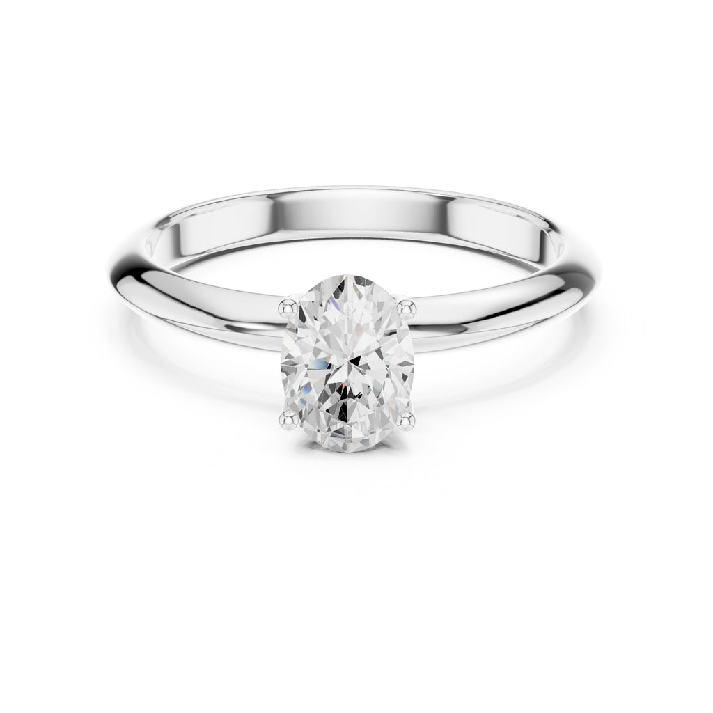The Signature Four-Prong Solitaire 1ct White Gold Oval