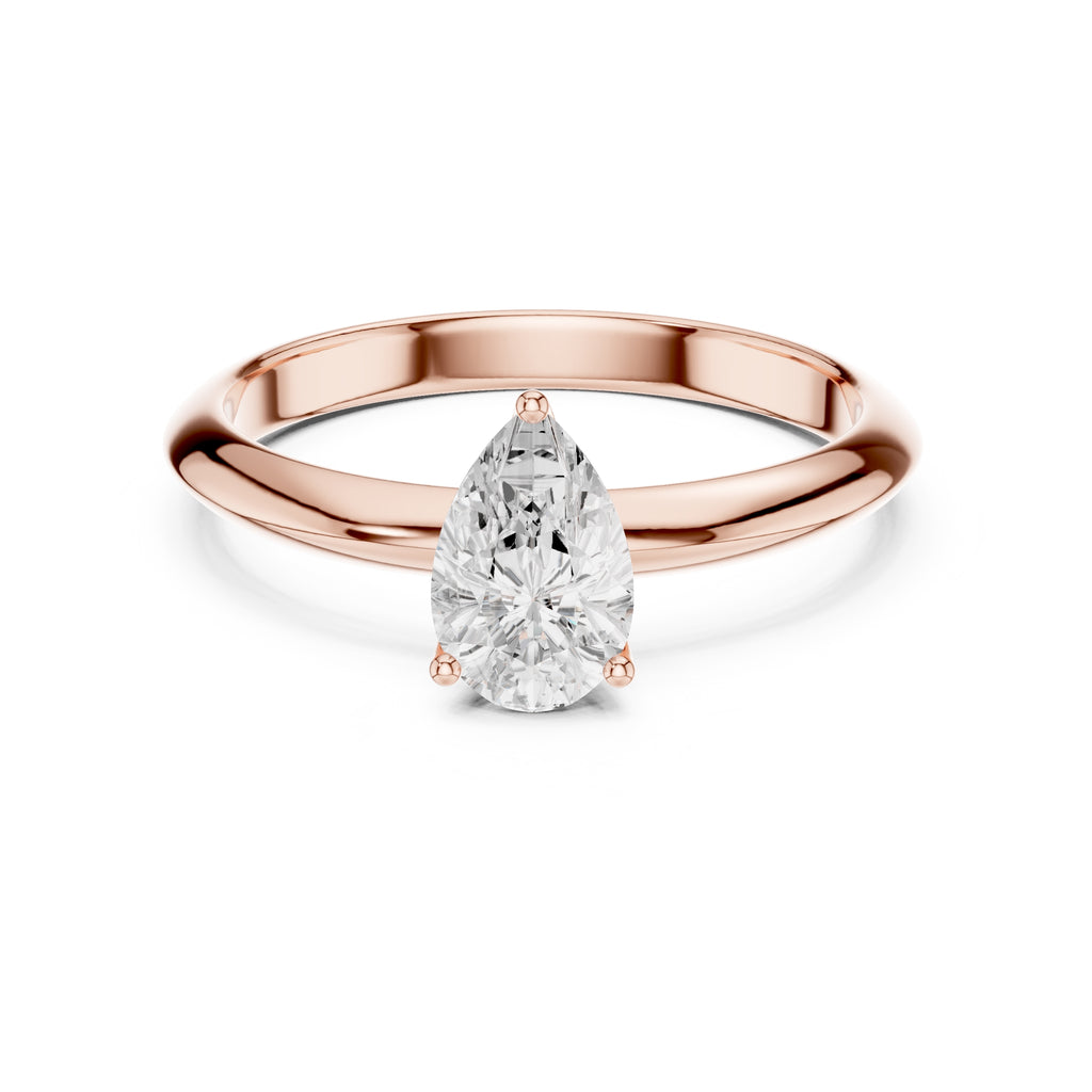 The Signature Four-Prong Solitaire 1ct Rose Gold Pear