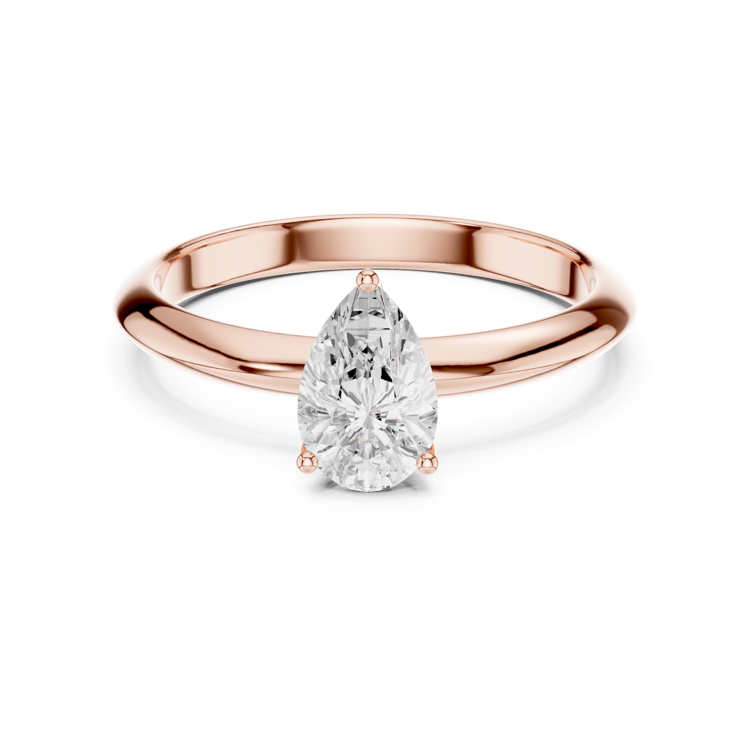 The Signature Four-Prong Solitaire 1ct Rose Gold Pear