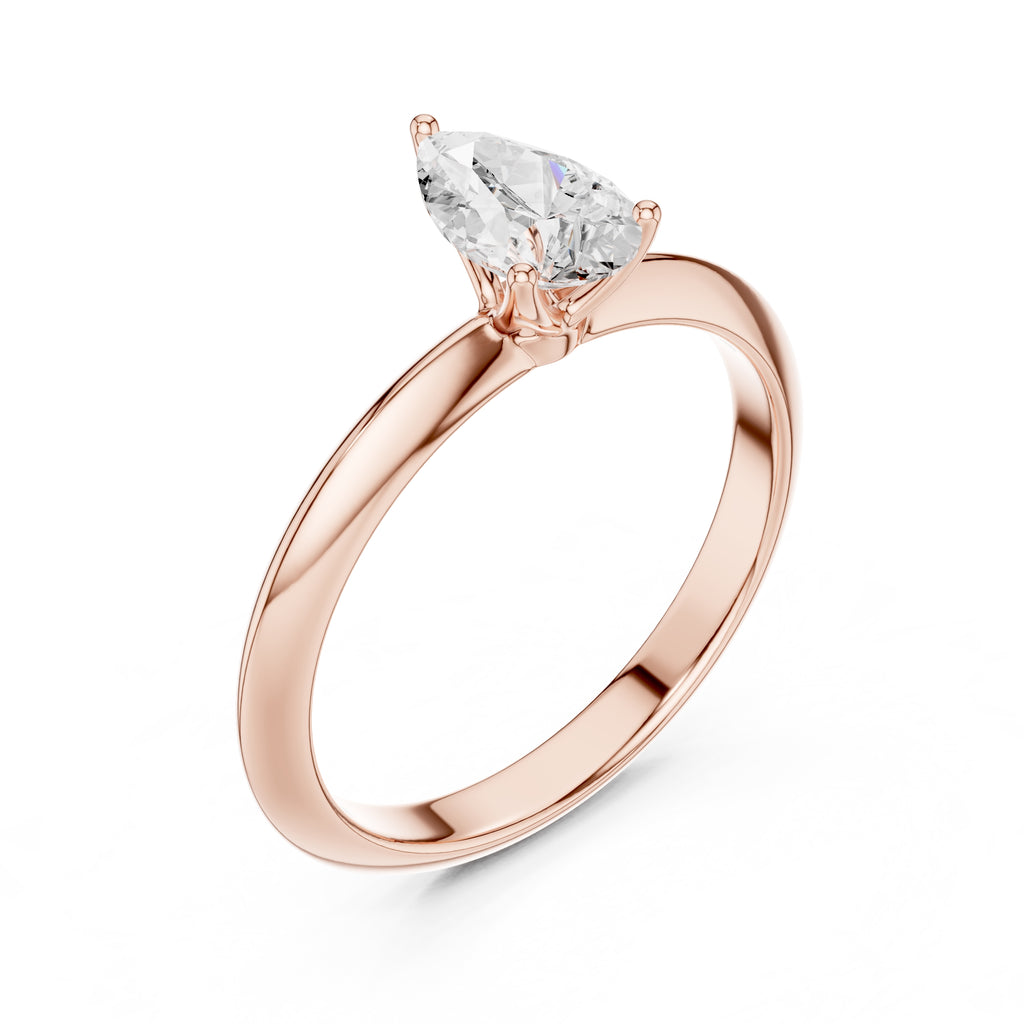 The Signature Four-Prong Solitaire 1ct Rose Gold Pear