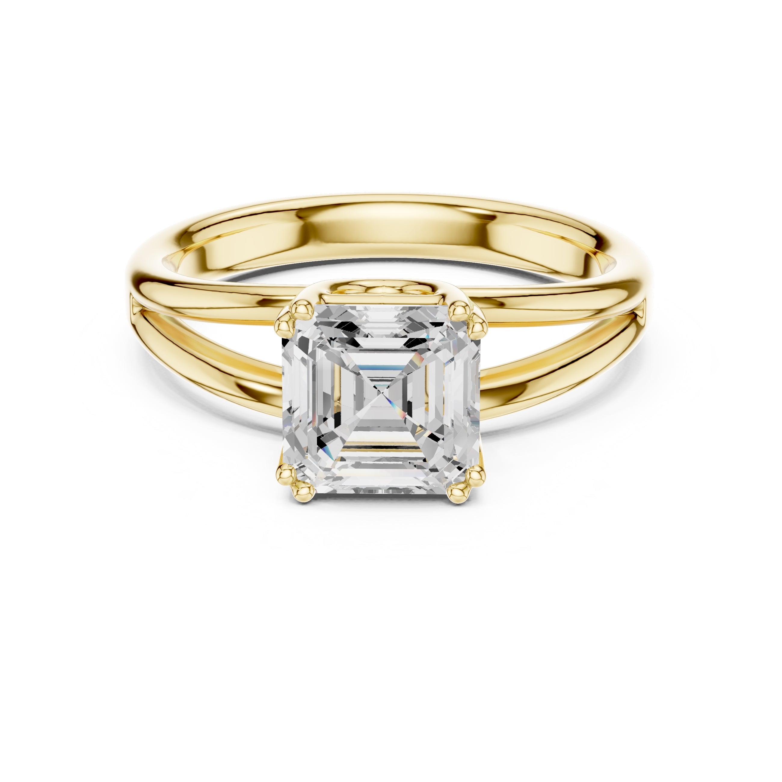 The Open Frame Ring 2ct Yellow Gold Asscher