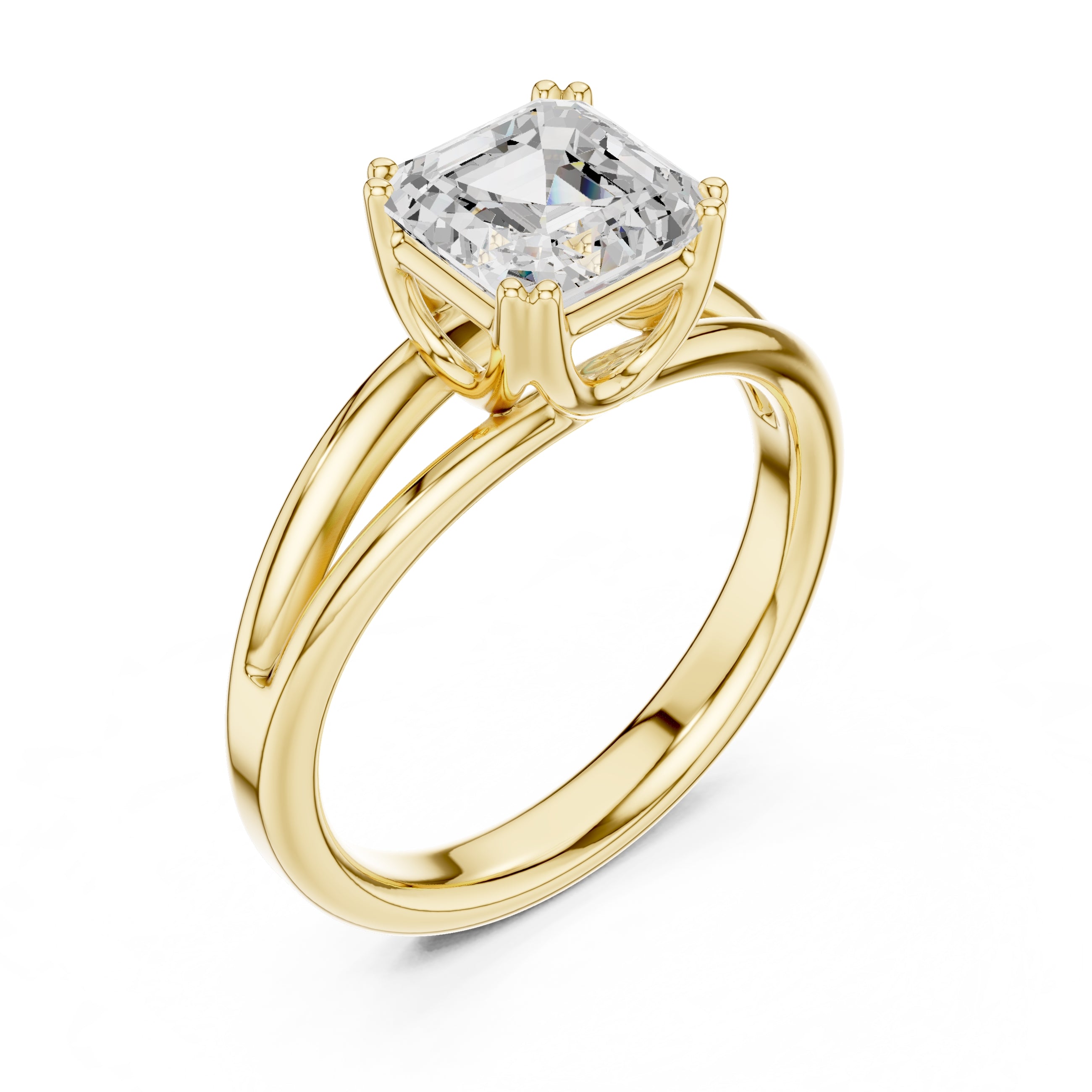 The Open Frame Ring 2ct Yellow Gold Asscher