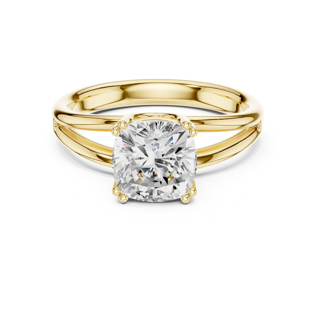 The Open Frame Ring 2ct Yellow Gold Cushion