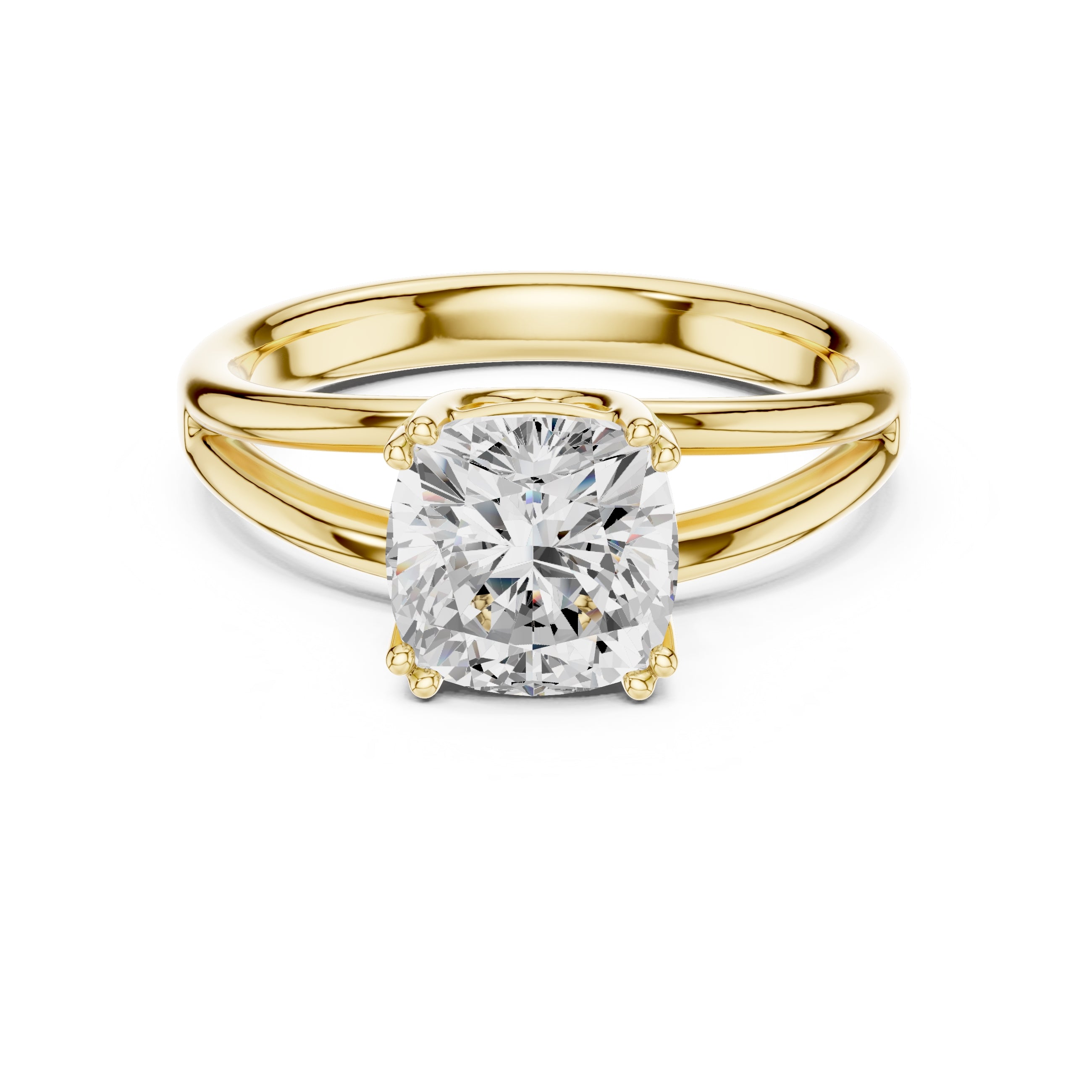 The Open Frame Ring 2ct Yellow Gold Cushion