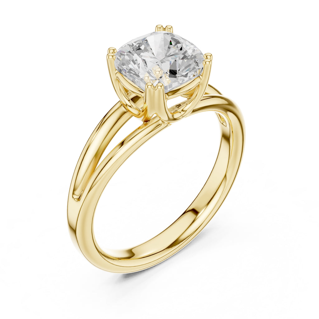 The Open Frame Ring 2ct Yellow Gold Cushion