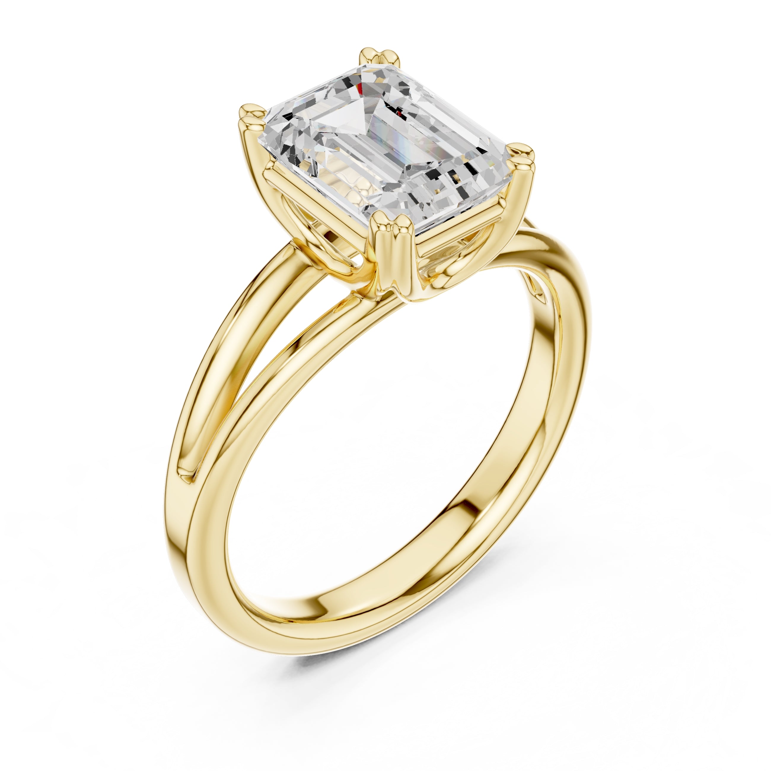 The Open Frame Ring 2ct Yellow Gold Emerald