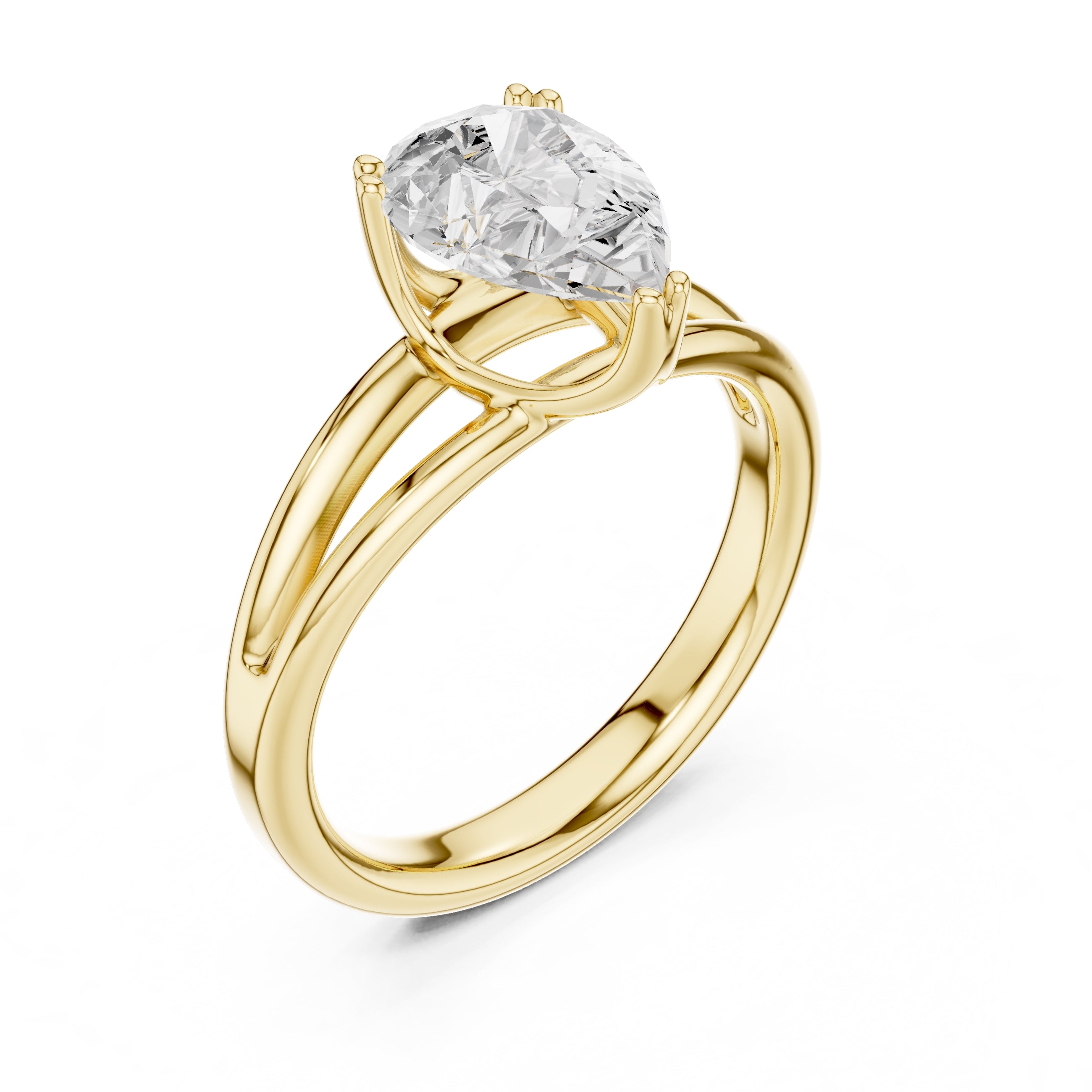 The Open Frame Ring 2ct Yellow Gold Pear