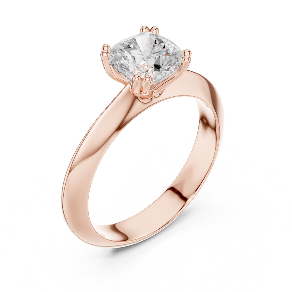 The Twin-Claw Classic Ring 1.5ct Rose Gold Cushion