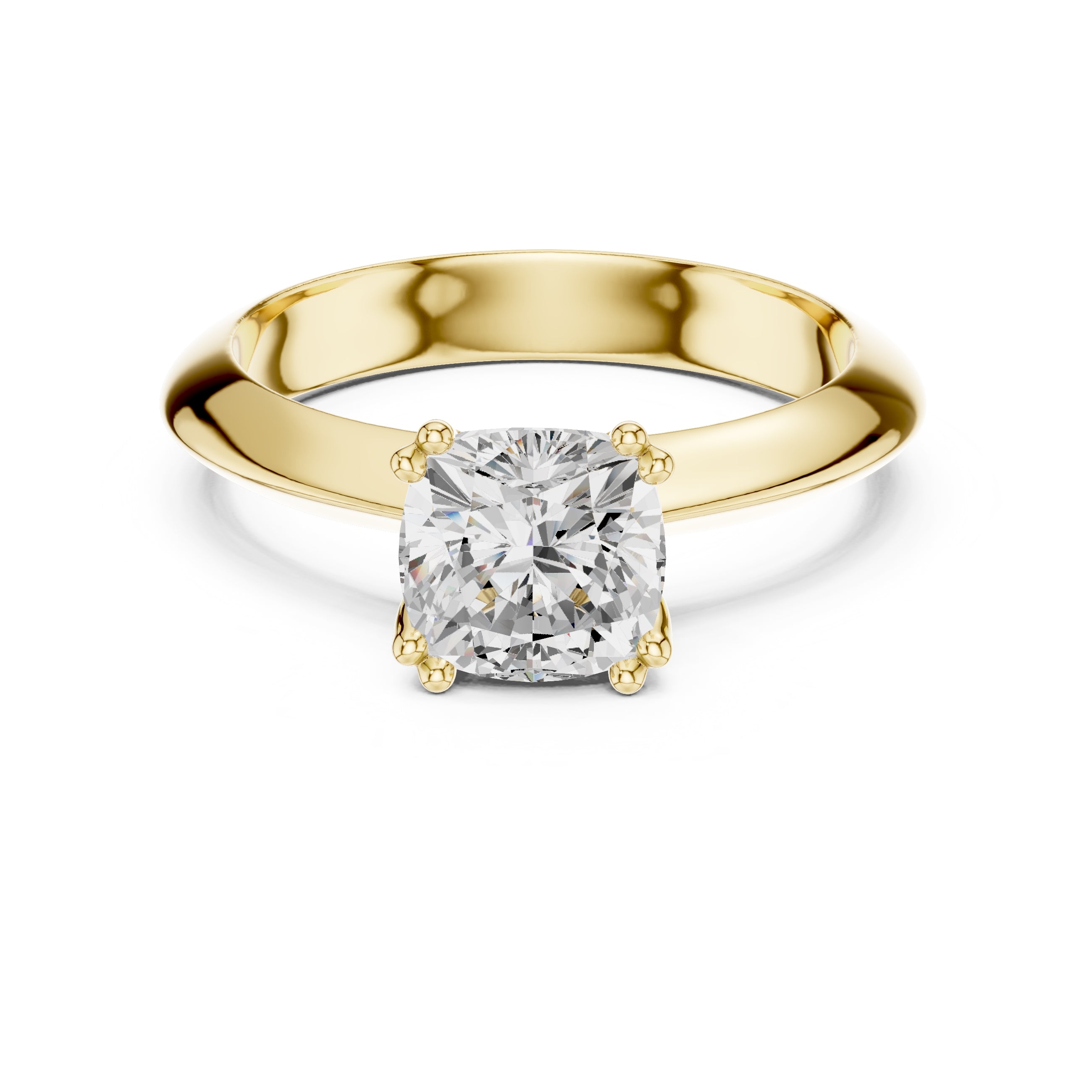 The Twin-Claw Classic Ring 1.5ct Yellow Gold Cushion