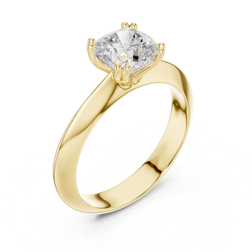 The Twin-Claw Classic Ring 1.5ct Yellow Gold Cushion