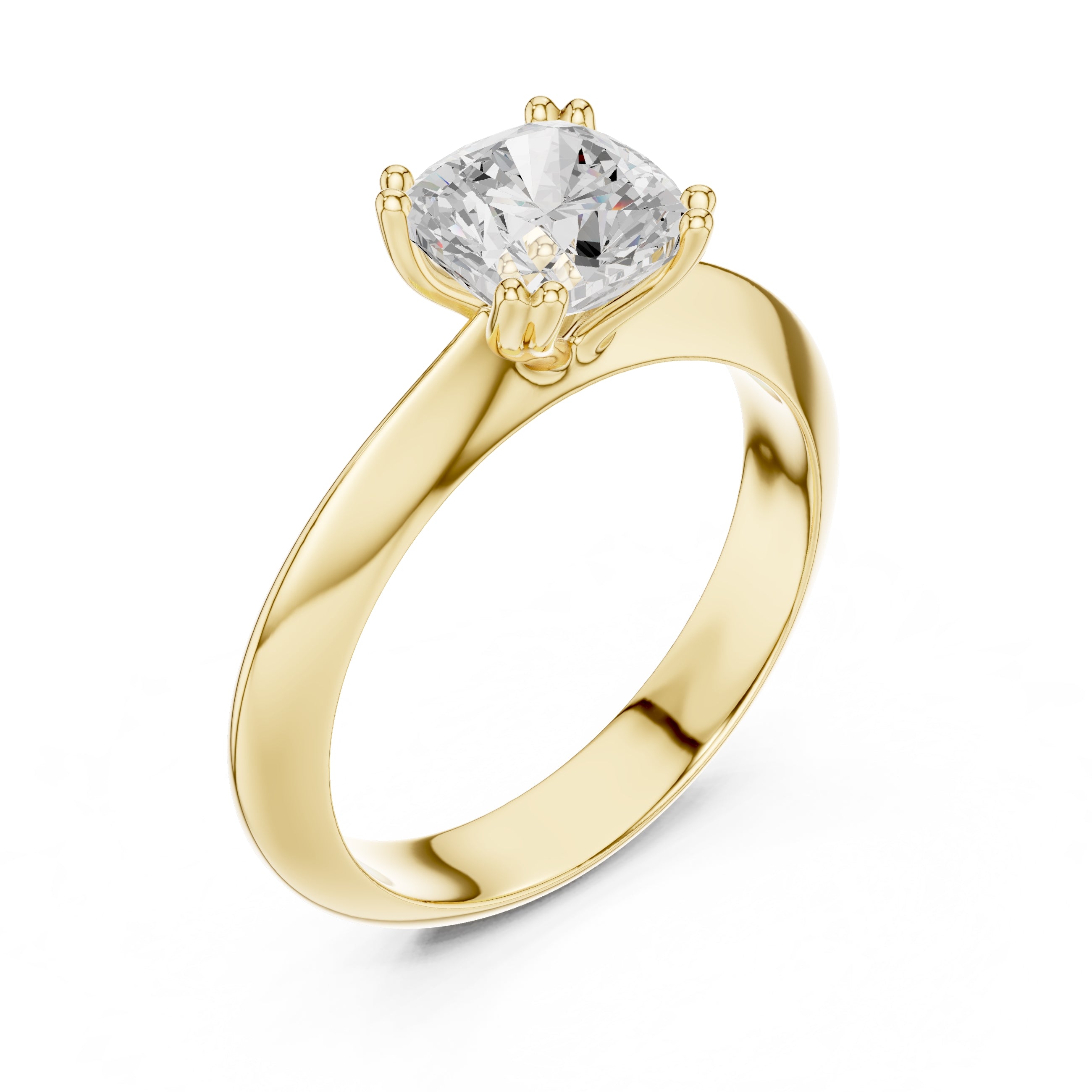 The Twin-Claw Classic Ring 1.5ct Yellow Gold Cushion