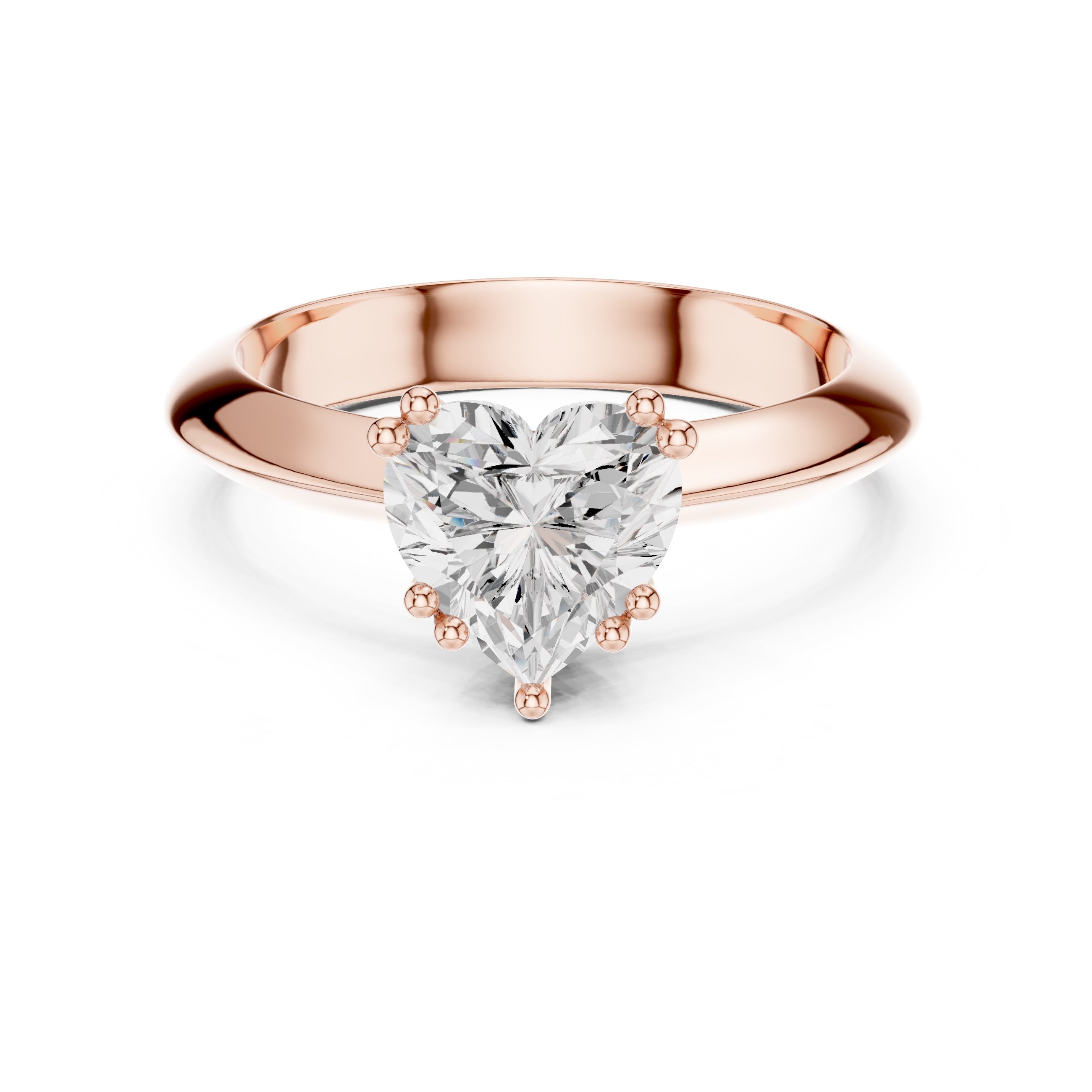 The Twin-Claw Classic Ring 1.5ct Rose Gold Heart