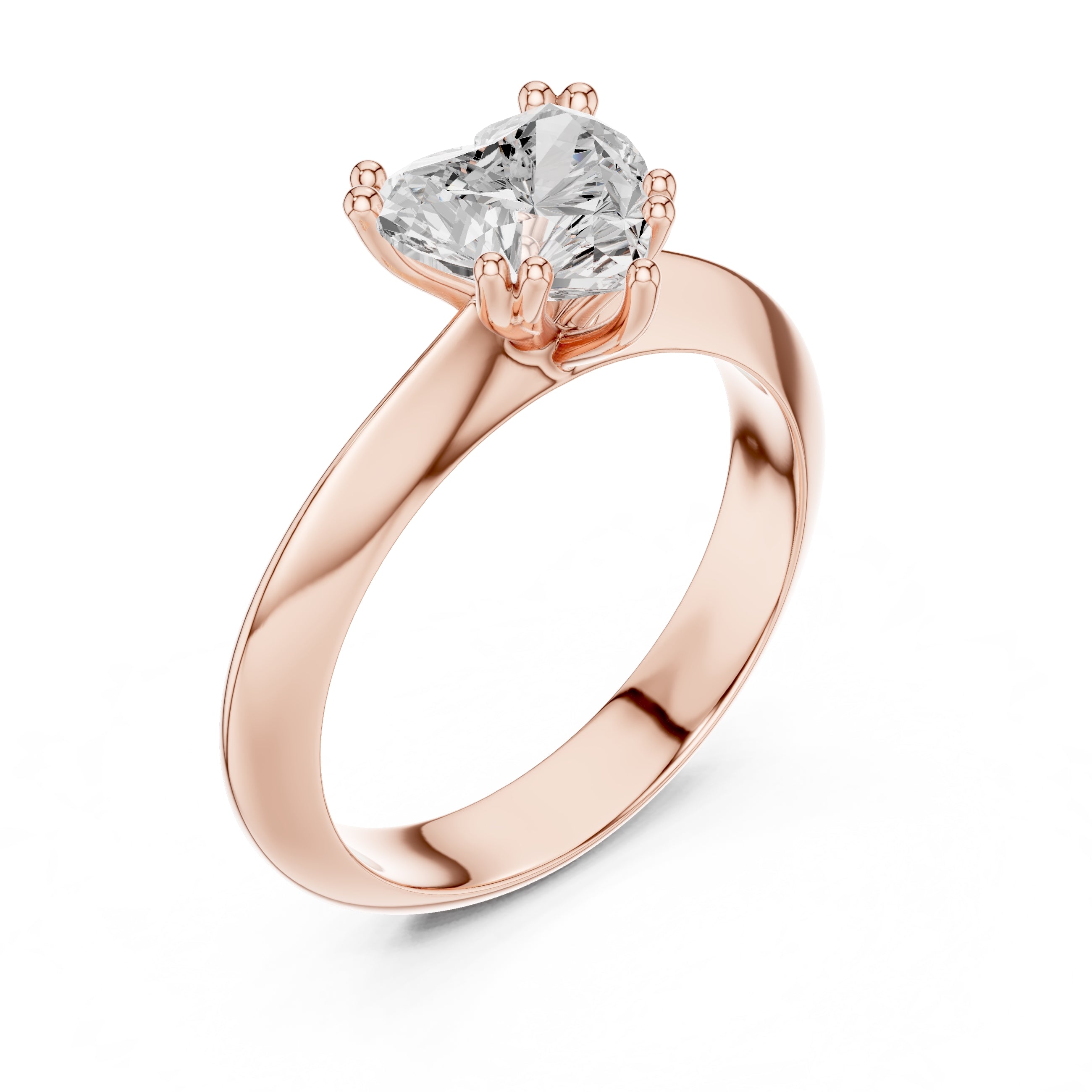 The Twin-Claw Classic Ring 1.5ct Rose Gold Heart
