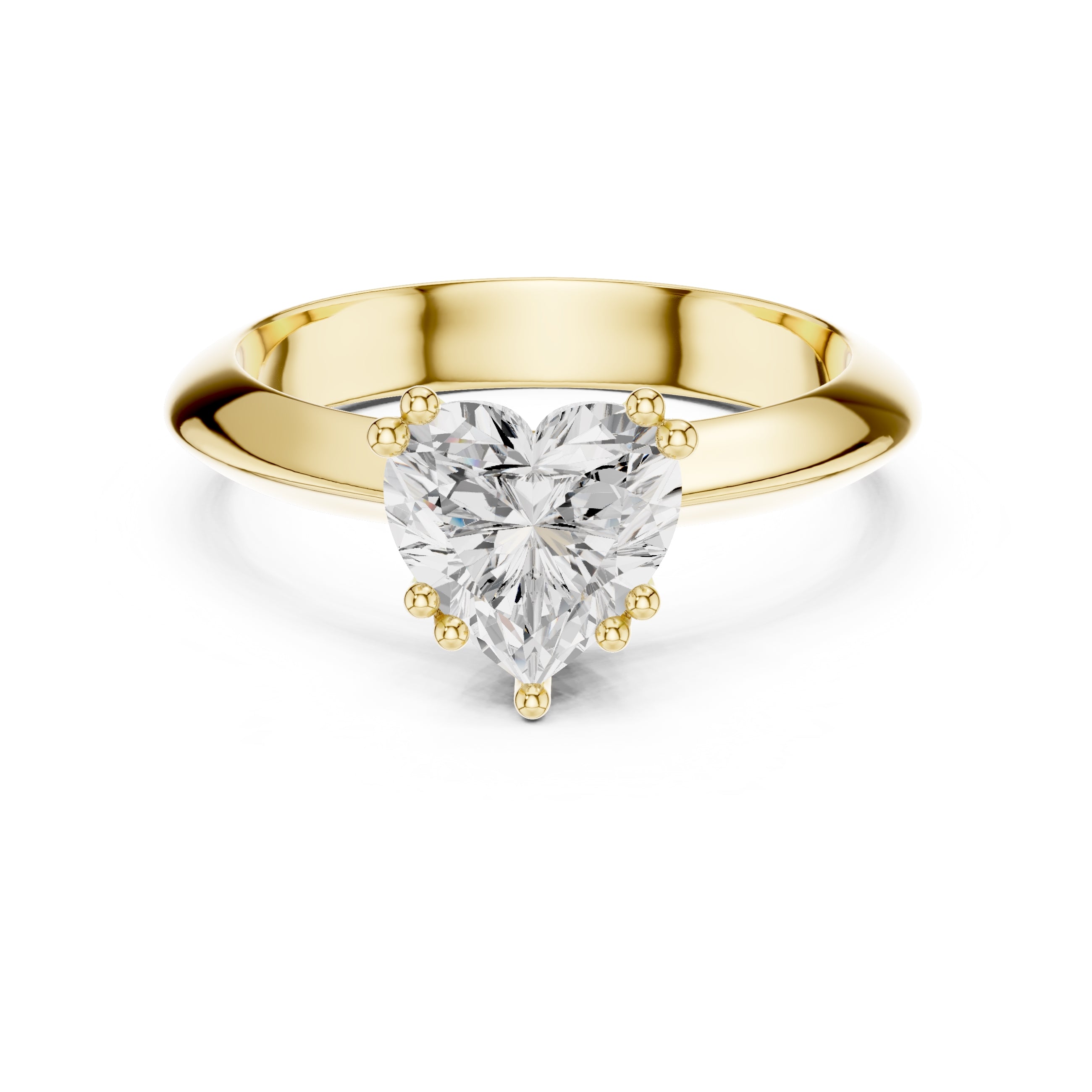 The Twin-Claw Classic Ring 1.5ct Yellow Gold Heart