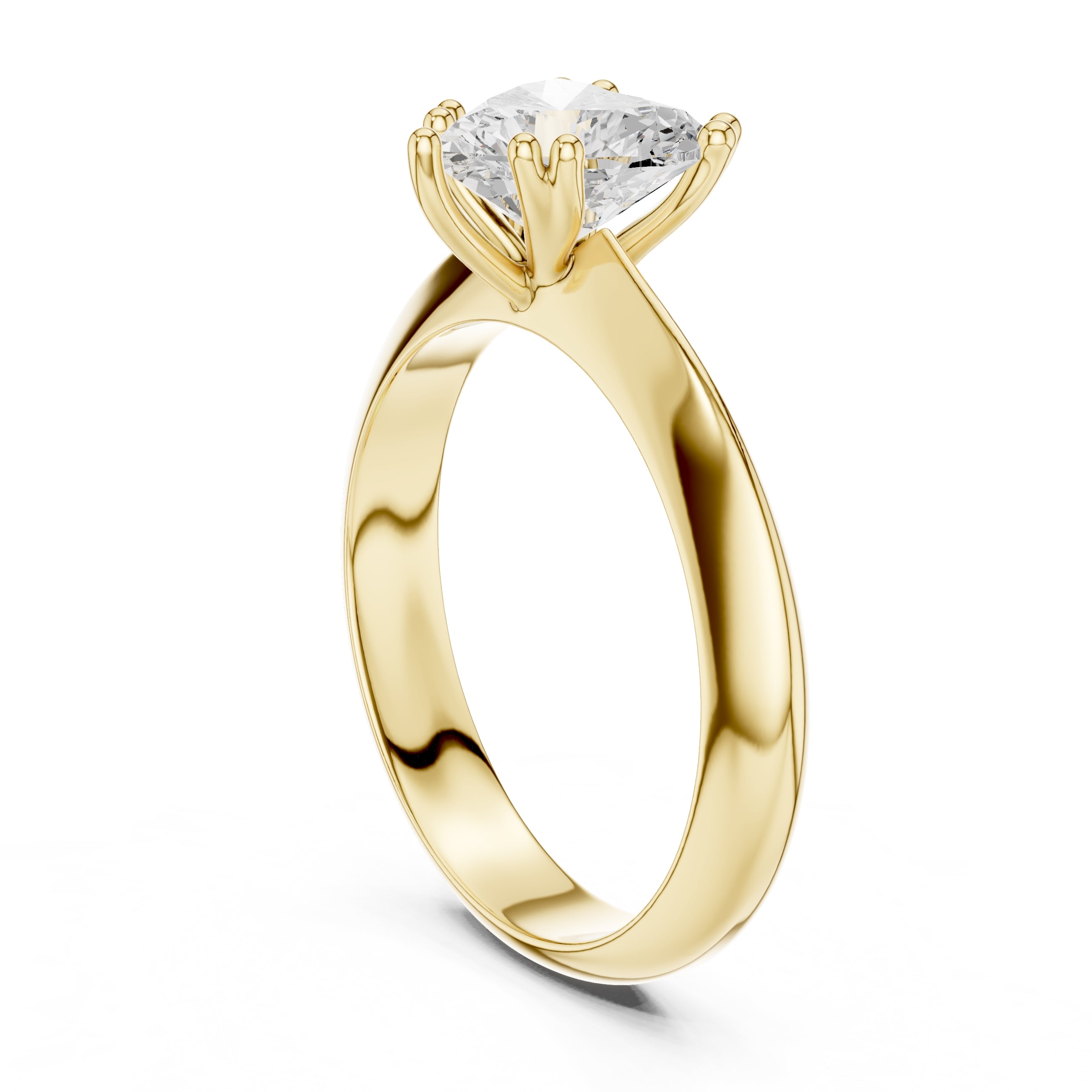 The Twin-Claw Classic Ring 1.5ct Yellow Gold Heart