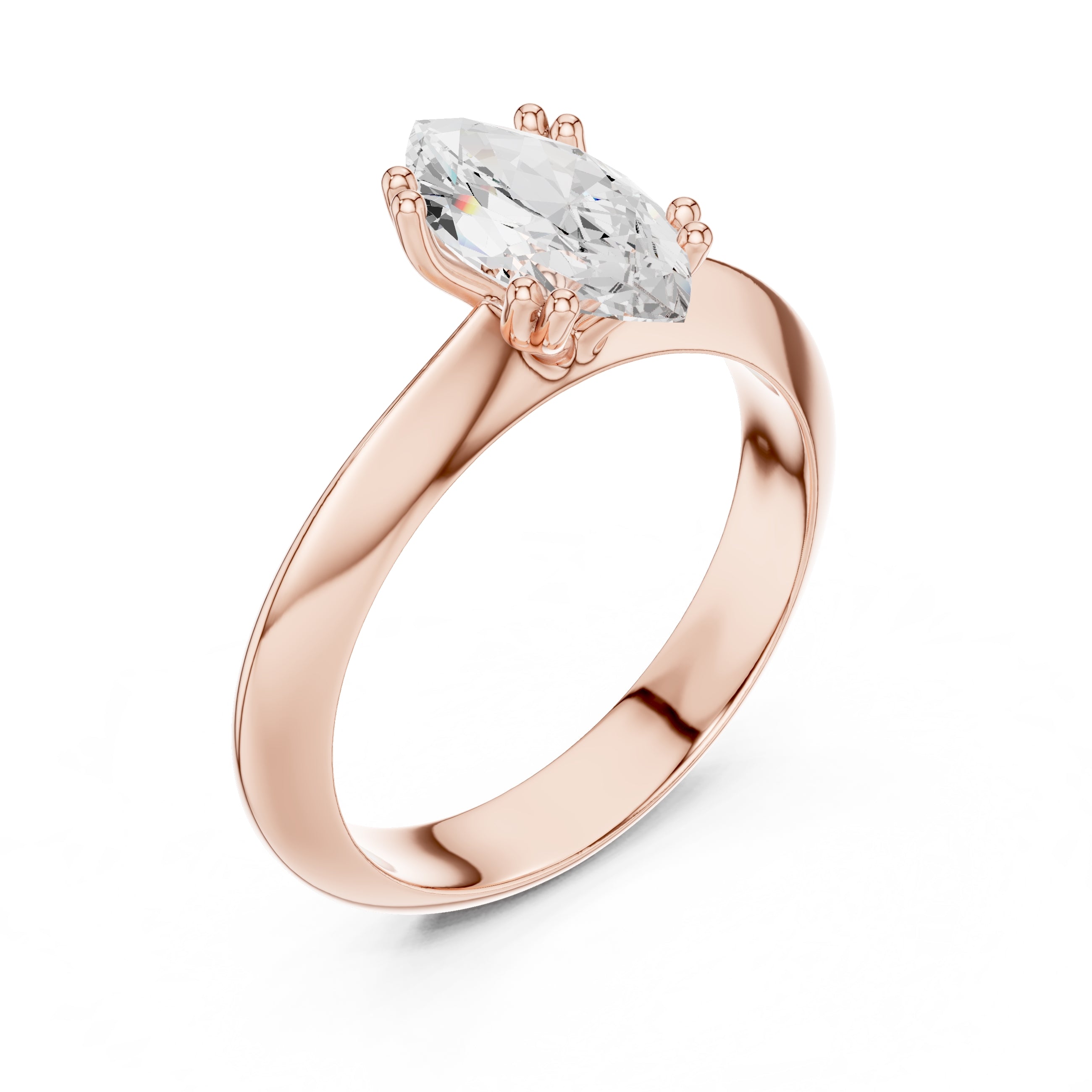 The Twin-Claw Classic Ring 1.5ct Rose Gold Marquise