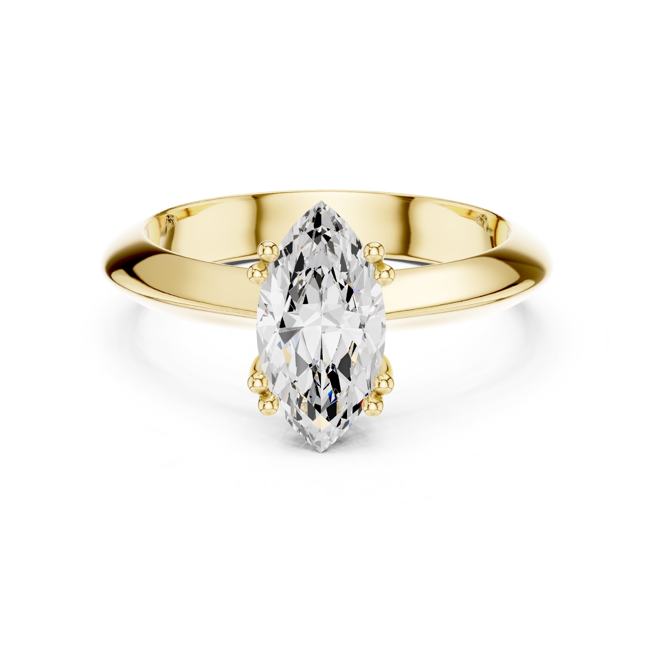 The Twin-Claw Classic Ring 1.5ct Yellow Gold Marquise