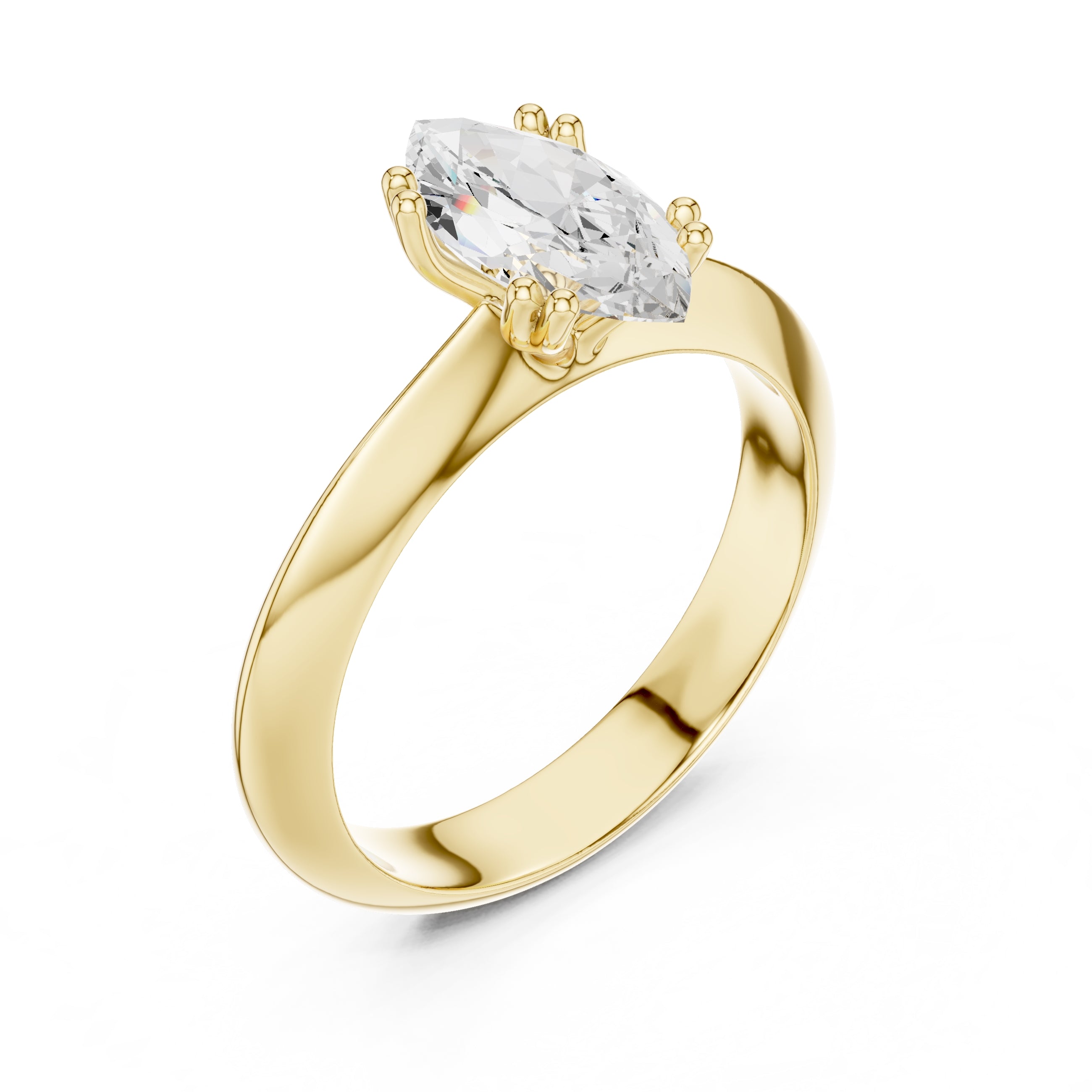 The Twin-Claw Classic Ring 1.5ct Yellow Gold Marquise