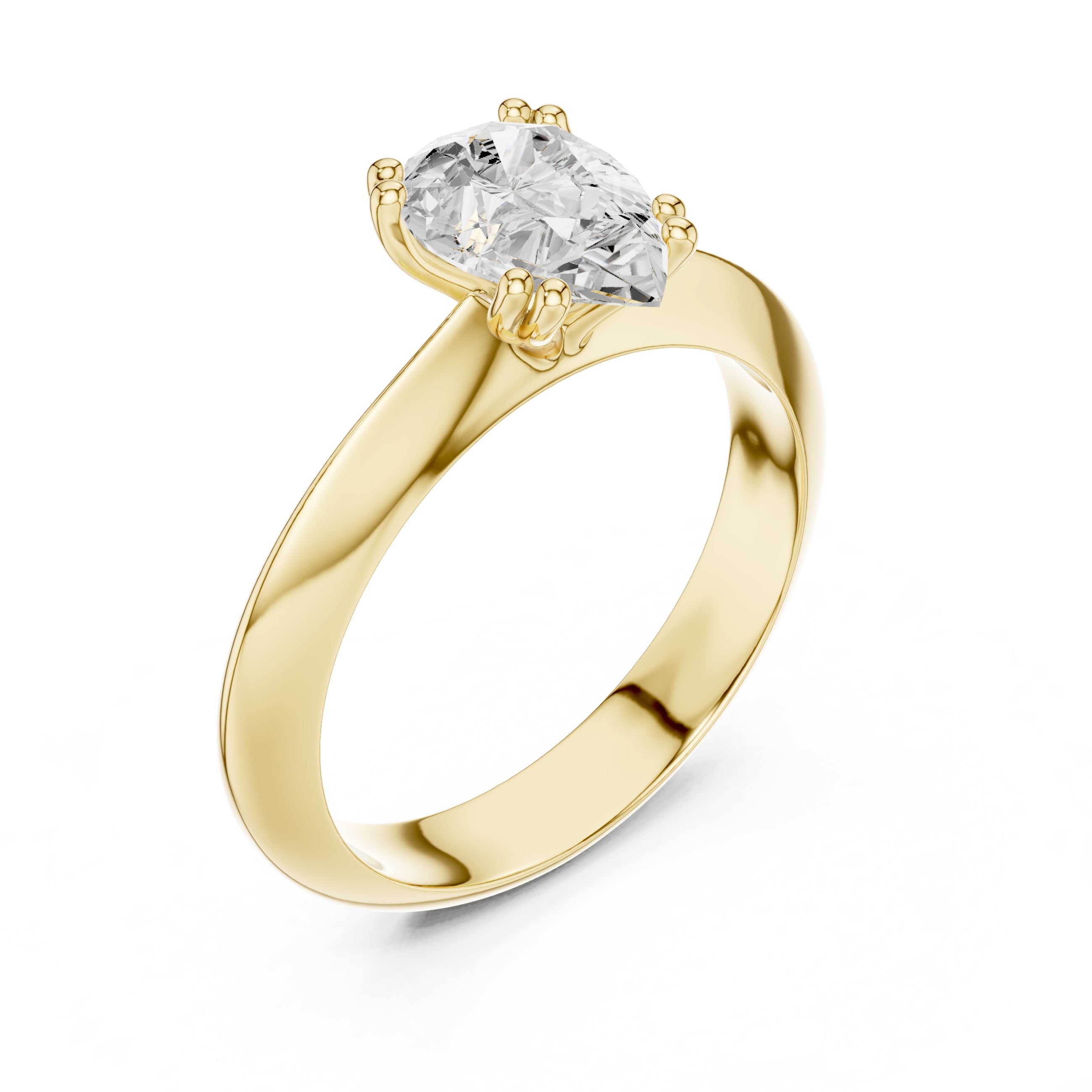 The Twin-Claw Classic Ring 1.5ct Yellow Gold Pear